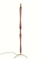 Italian School Floor lamp, circa 1950 brass and wood 159cm high.