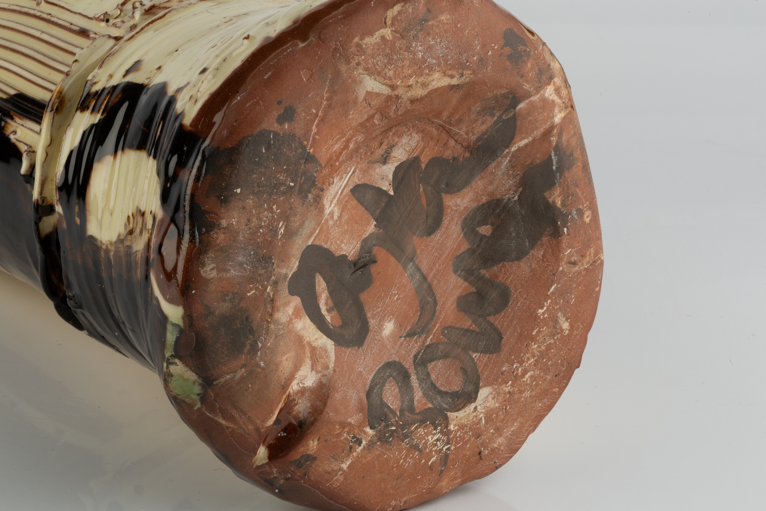 Dylan Bowen (b.1967) Tall vase slipware with combed decoration signed 52cm high. - Image 3 of 3