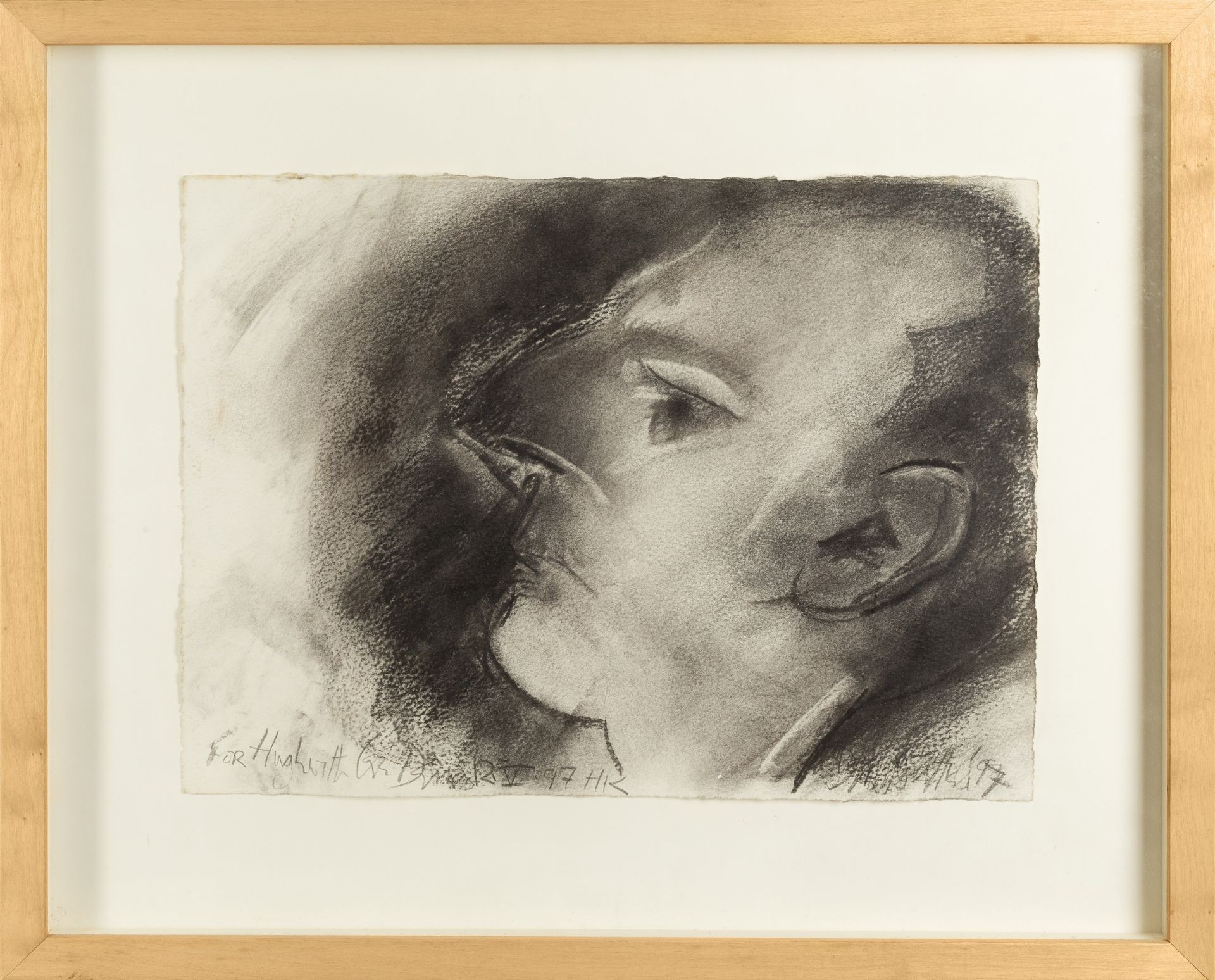 Dennis Creffield (1931-2018) Portrait of Hugo Moss signed and inscribed (lower) charcoal on paper 28 - Image 2 of 3