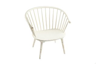 Ejvind A. Johansson (1923-2002) for Fredericia Stick-back armchair white painted wooden frame 77cm