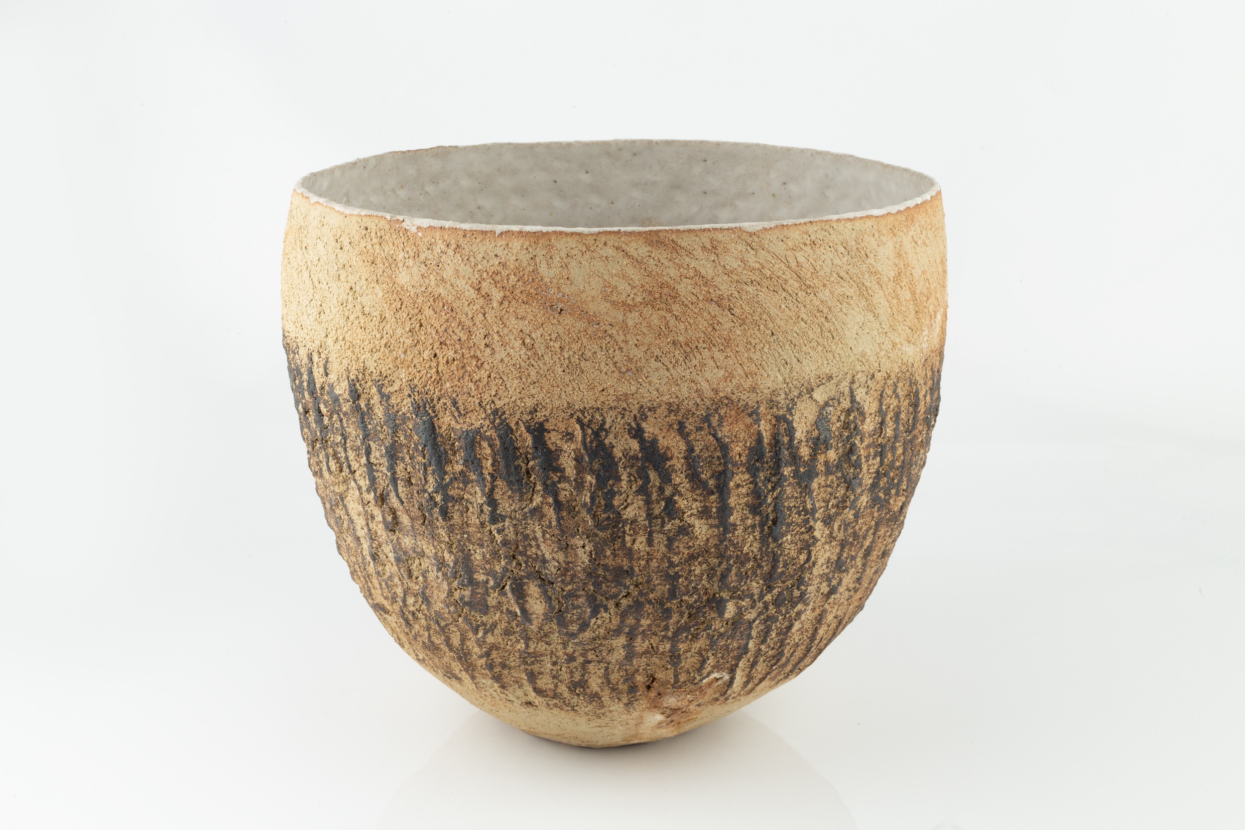 Betty Blandino (1927-2011) Vessel with textured glaze having dark inclusions impressed potter's seal - Image 2 of 3