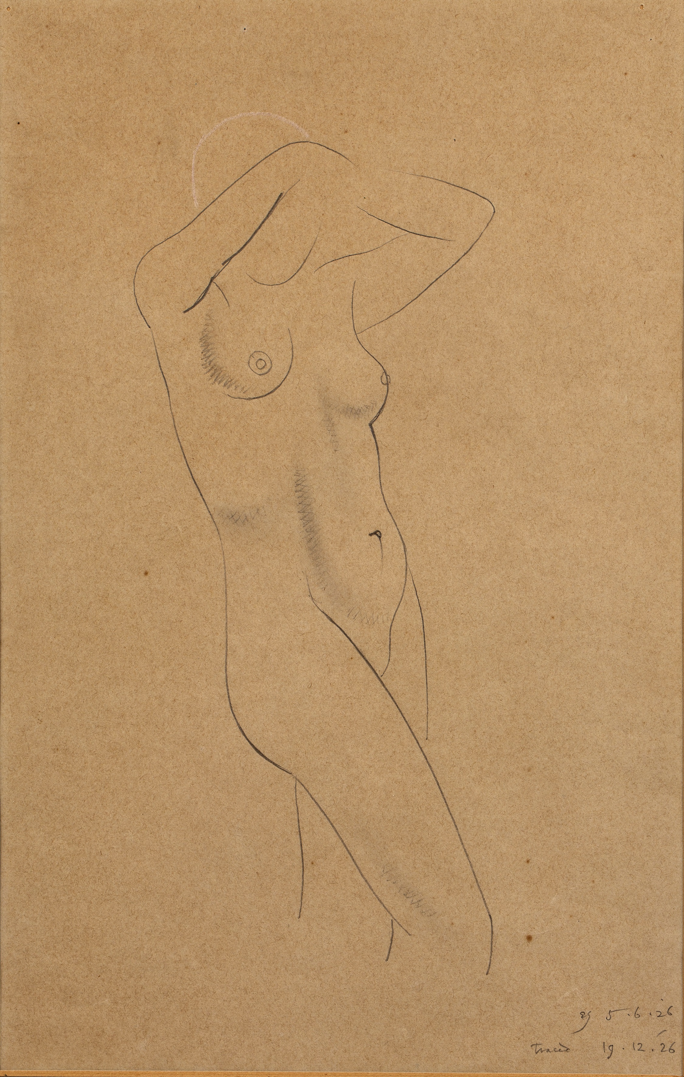 Eric Gill (1882-1940) Nude with Arms Raised, 1926 signed with initials and dated (lower right)