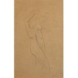 Eric Gill (1882-1940) Nude with Arms Raised, 1926 signed with initials and dated (lower right)