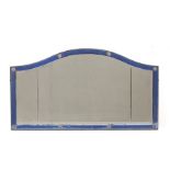 Art Deco Mirror, circa 1920 with blue glass border 51 x 121cm. There is glass in this. Length 91.5cm