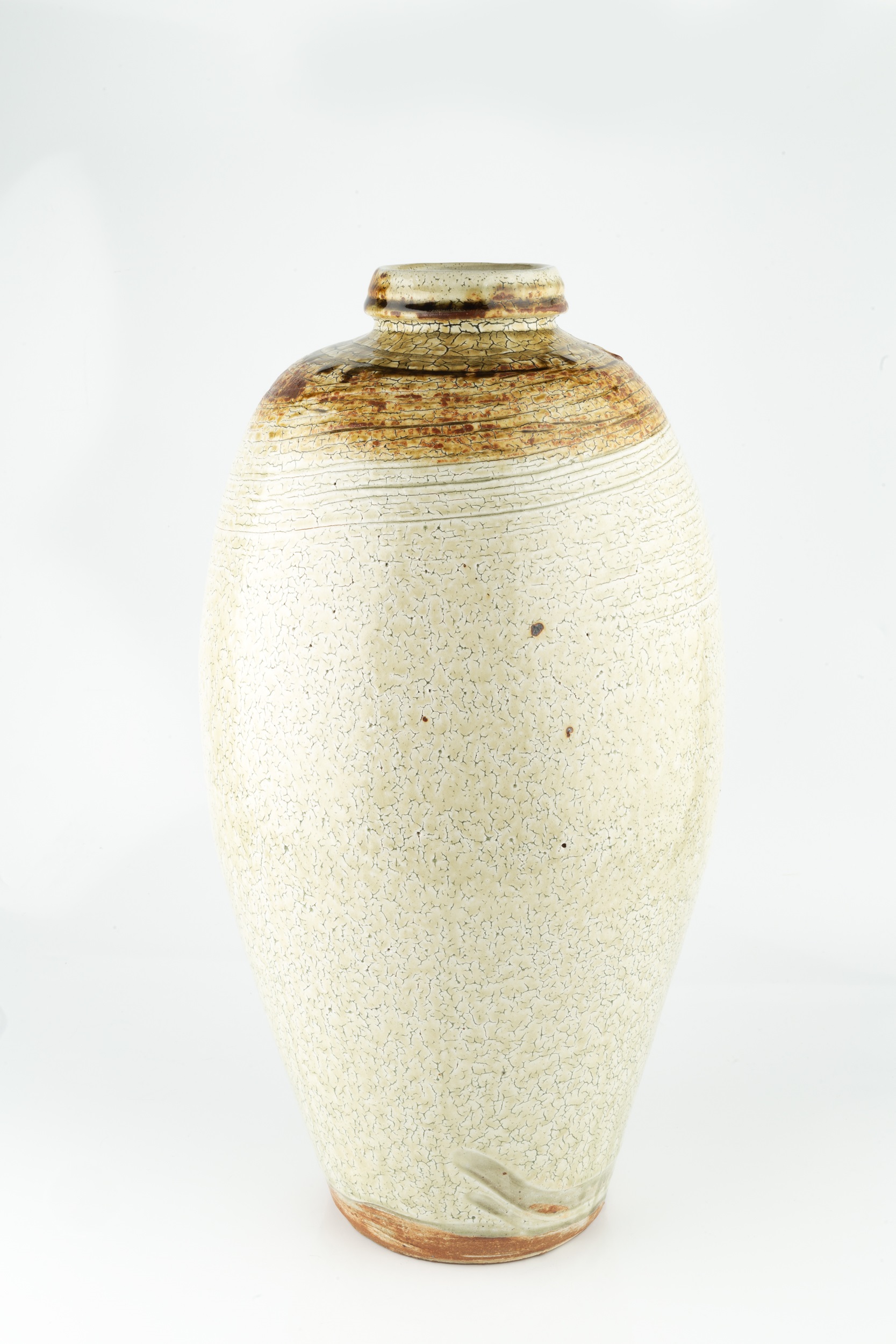 Mike Dodd (b.1943) Large vase stoneware, with crackled oatmeal glaze impressed potter's seal 48. - Image 2 of 3