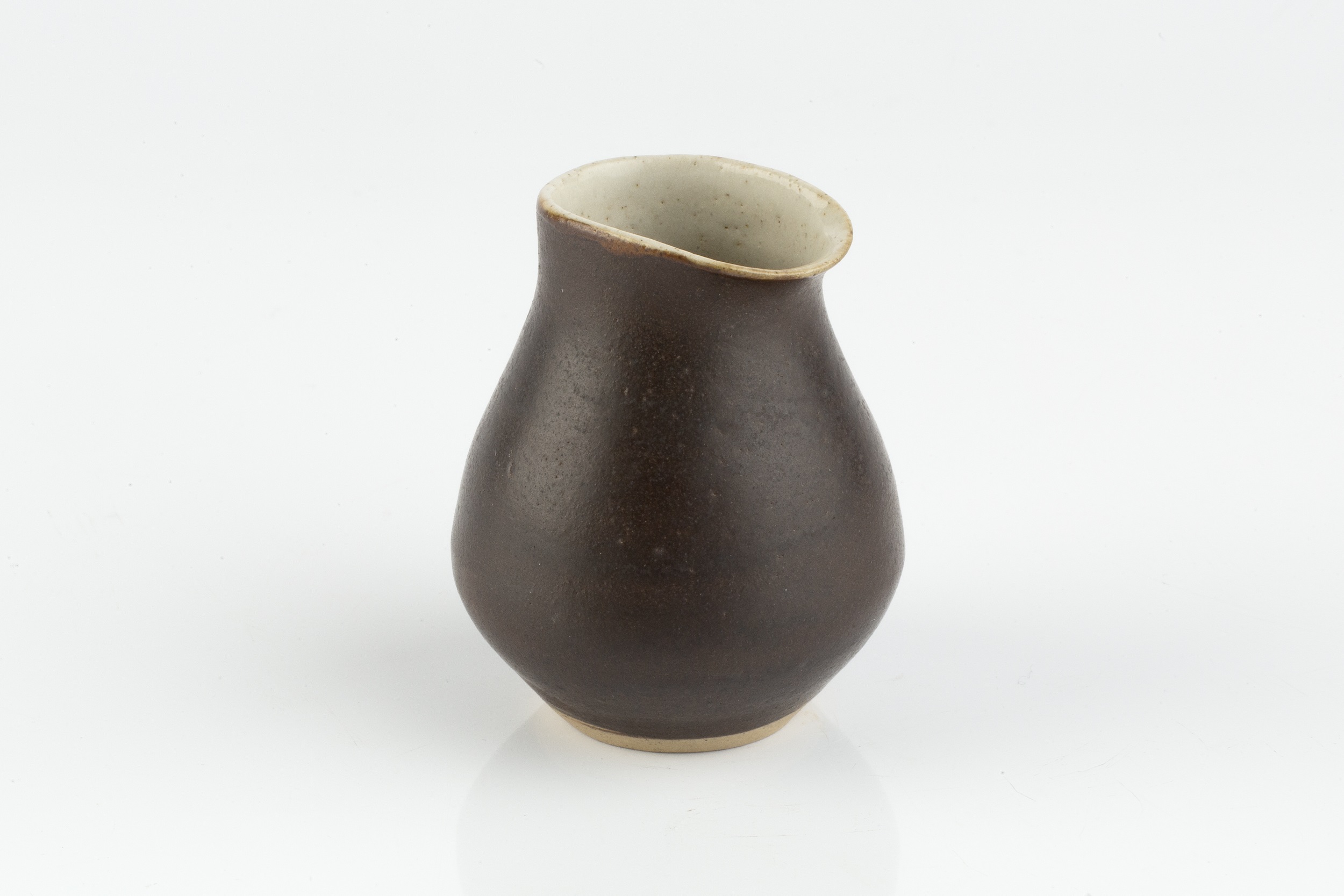 Lucie Rie (1902-1995) Miniature pourer manganese glaze impressed potter's seal 5.8cm high. - Image 2 of 4