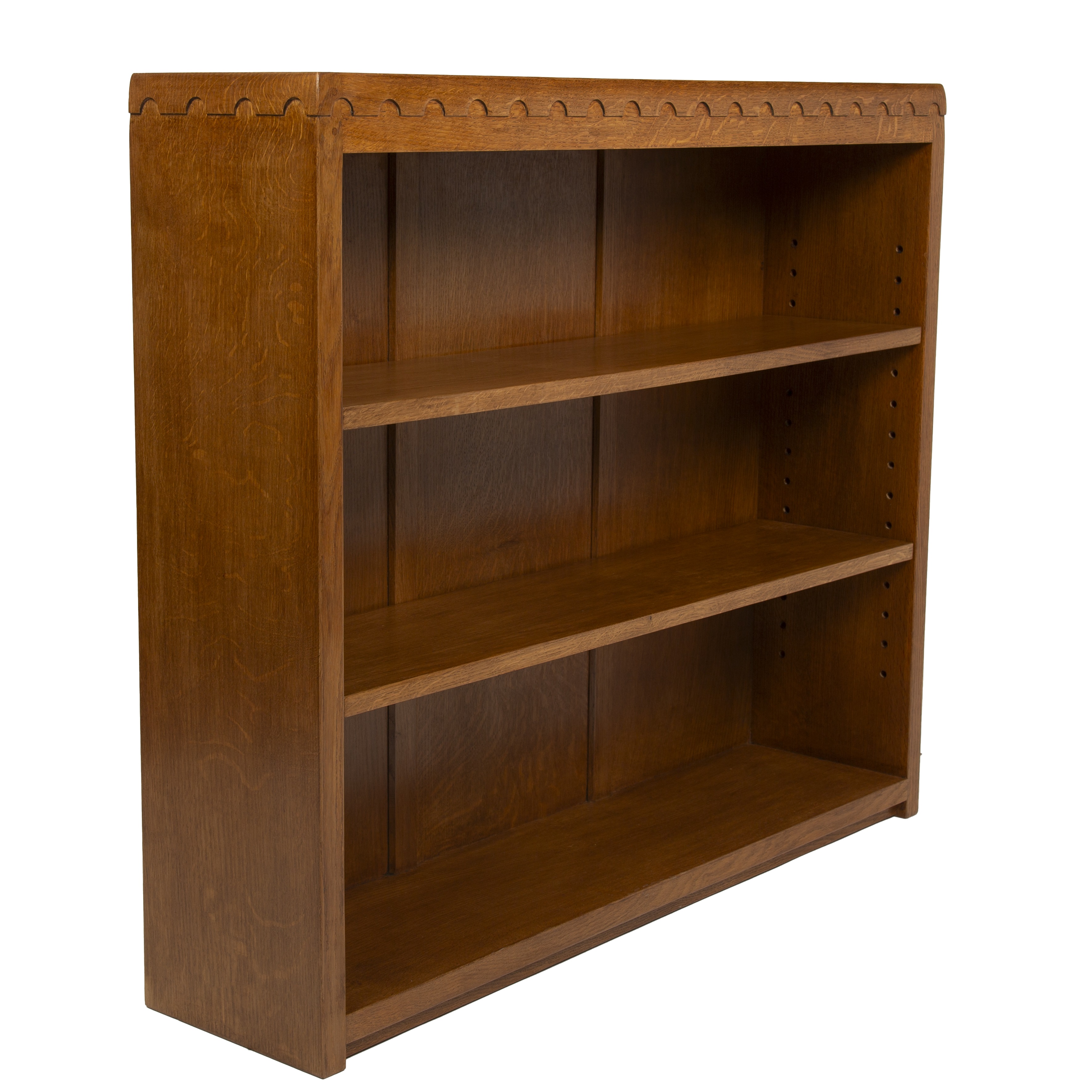 Robert Thompson of Kilburn (1876-1955) Mouseman open bookcase, circa 1970 oak, with halfpenny - Image 3 of 8