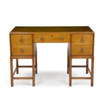 Gordon Russell (1892-1980) Cotswold School desk, circa 1920 oak with inset leather top 76cm high,