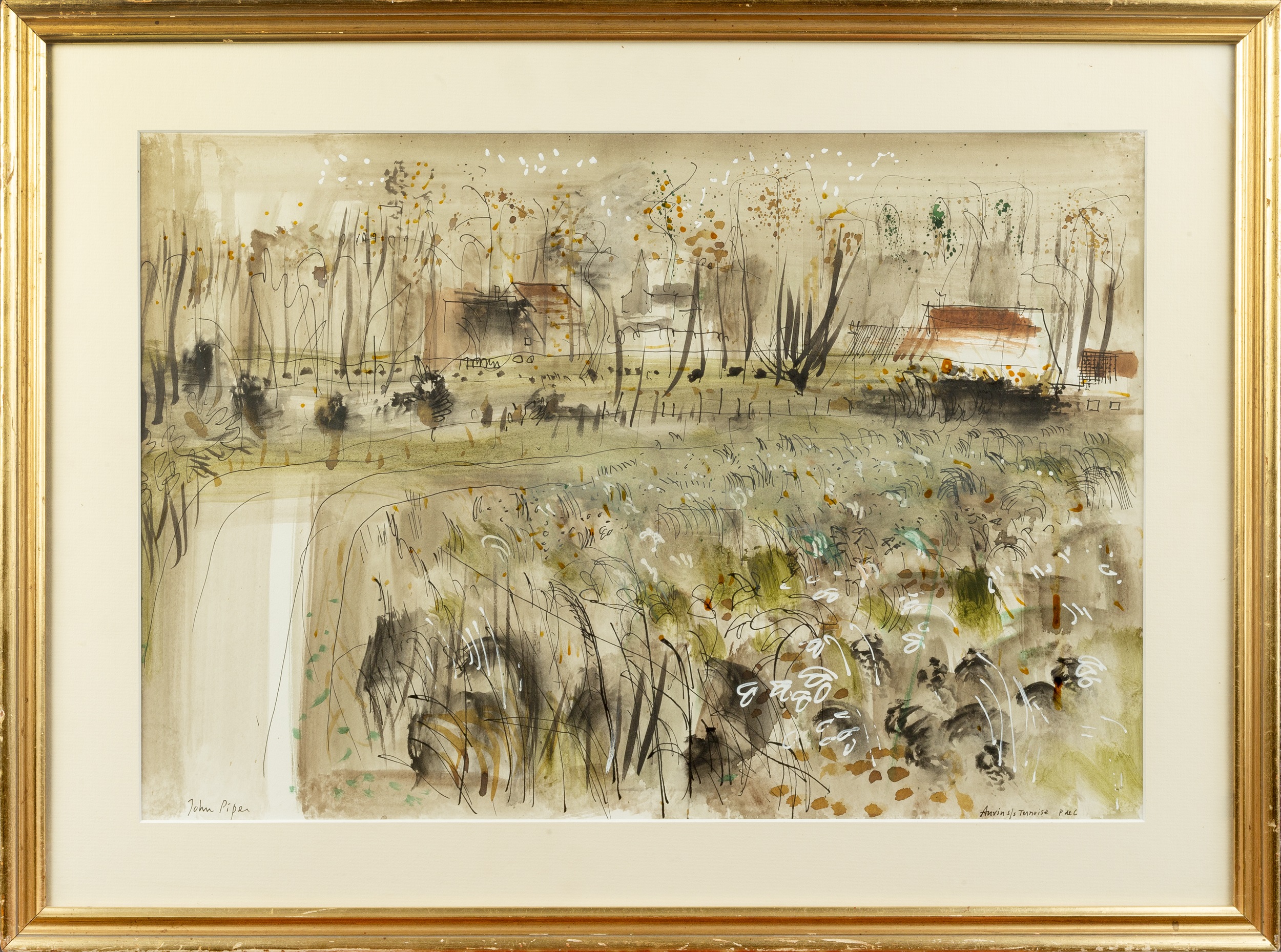 John Piper (1903-1992) French Landscape - Auvin su Ternoise, P de C signed (lower right) watercolour - Image 2 of 3