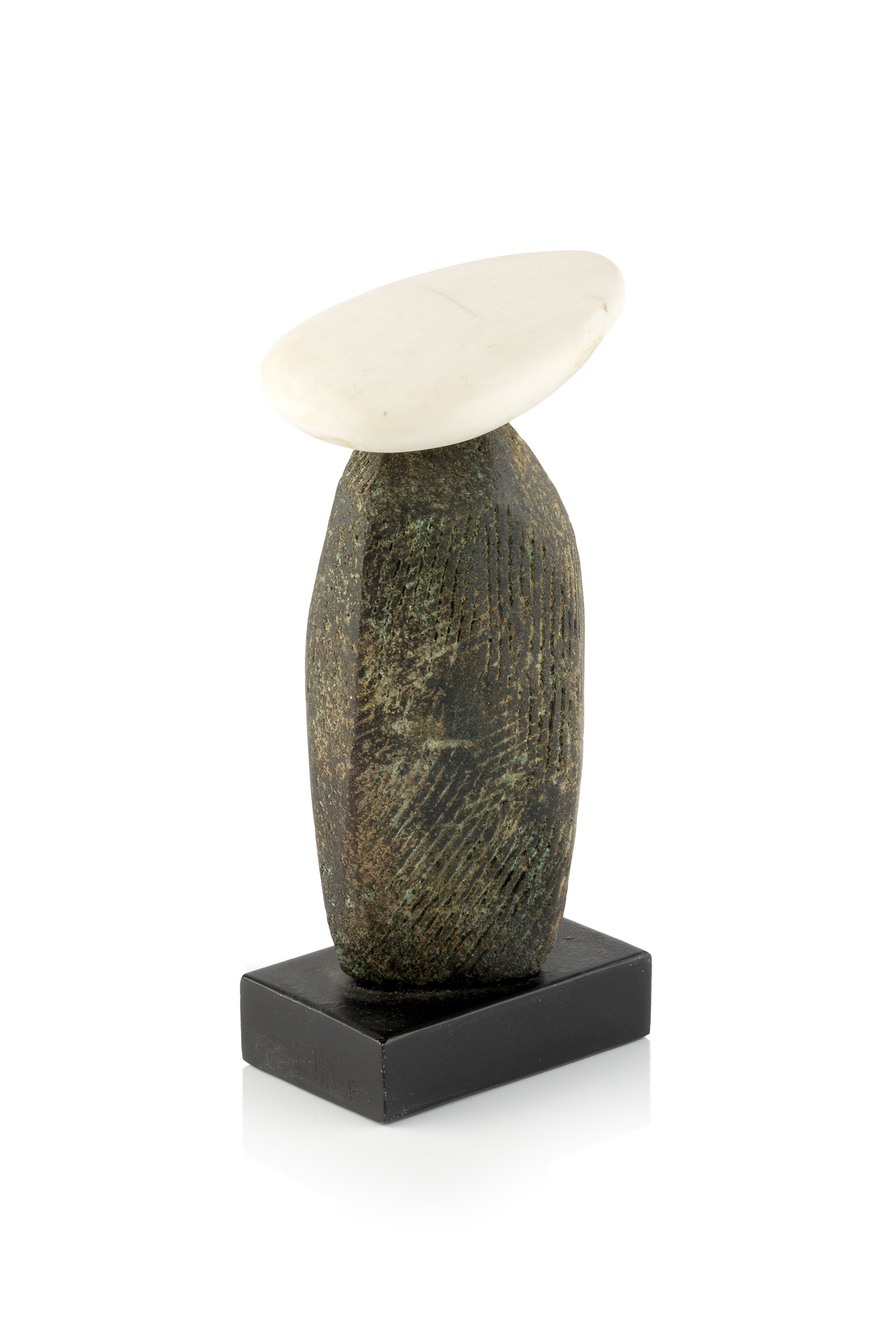 Peter Hayes (b.1946) Sculpture stoneware and marble signed 17cm high.