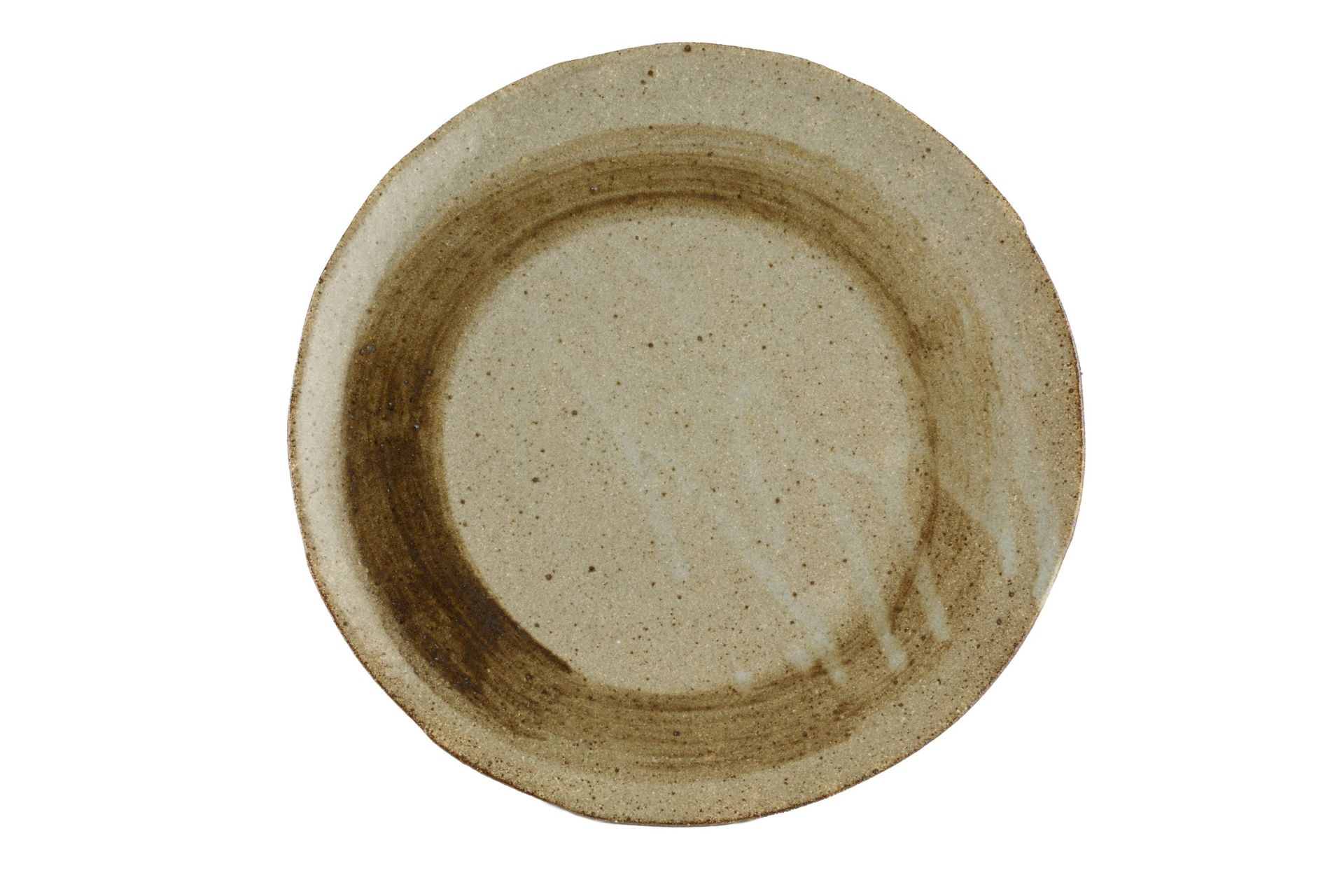 Akiko Hirai (b.1970) Dish stoneware, with oatmeal and brushed glaze impressed potter's seal 33cm