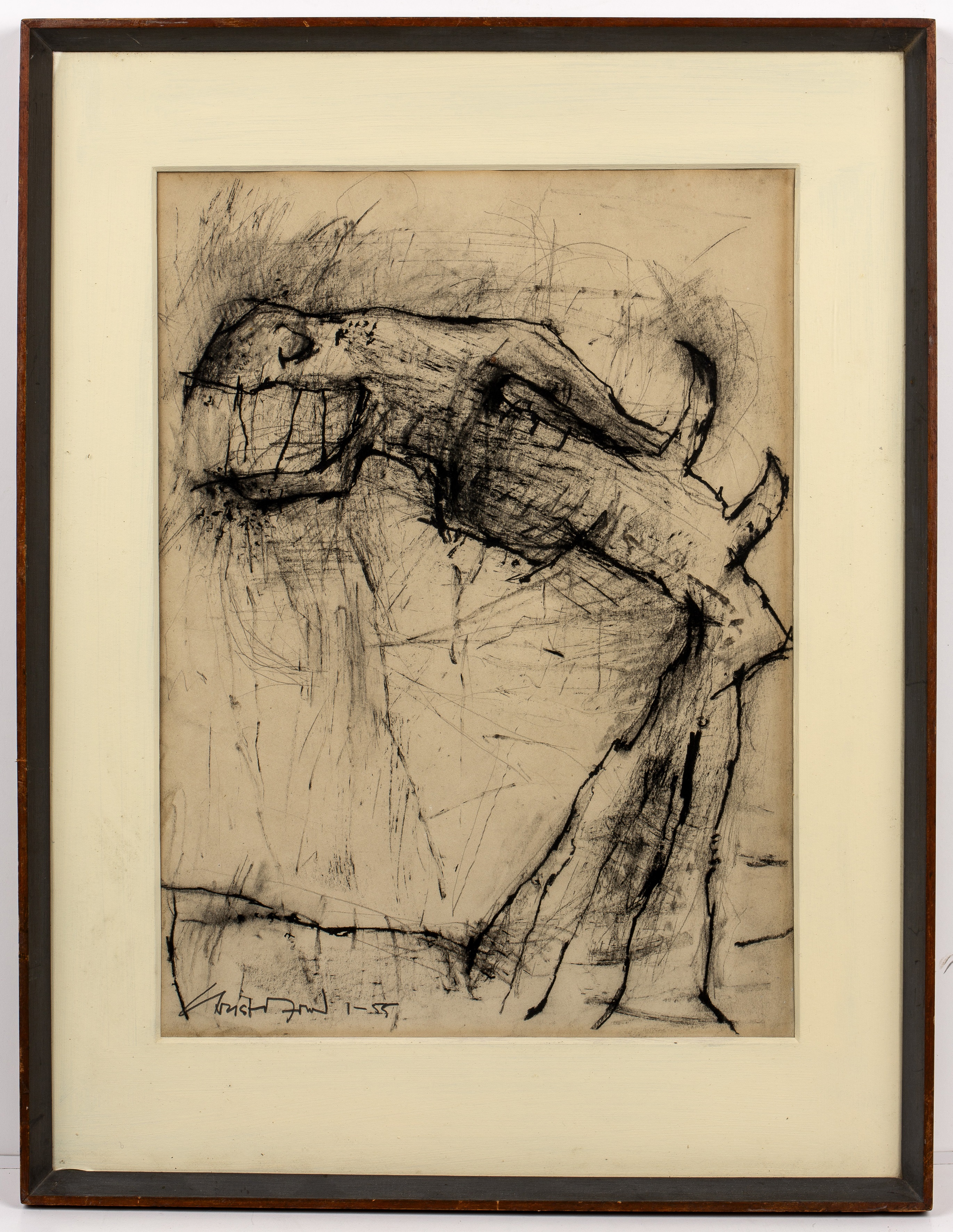 John Christoforou (1921-2014) Horse Head, 1955 signed and dated in pencil (lower left) pen and ink - Image 2 of 3