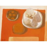 Mary Fedden (1915-2012) Still Life of Fruit on an Orange Cloth, 1971 signed and dated (lower left)