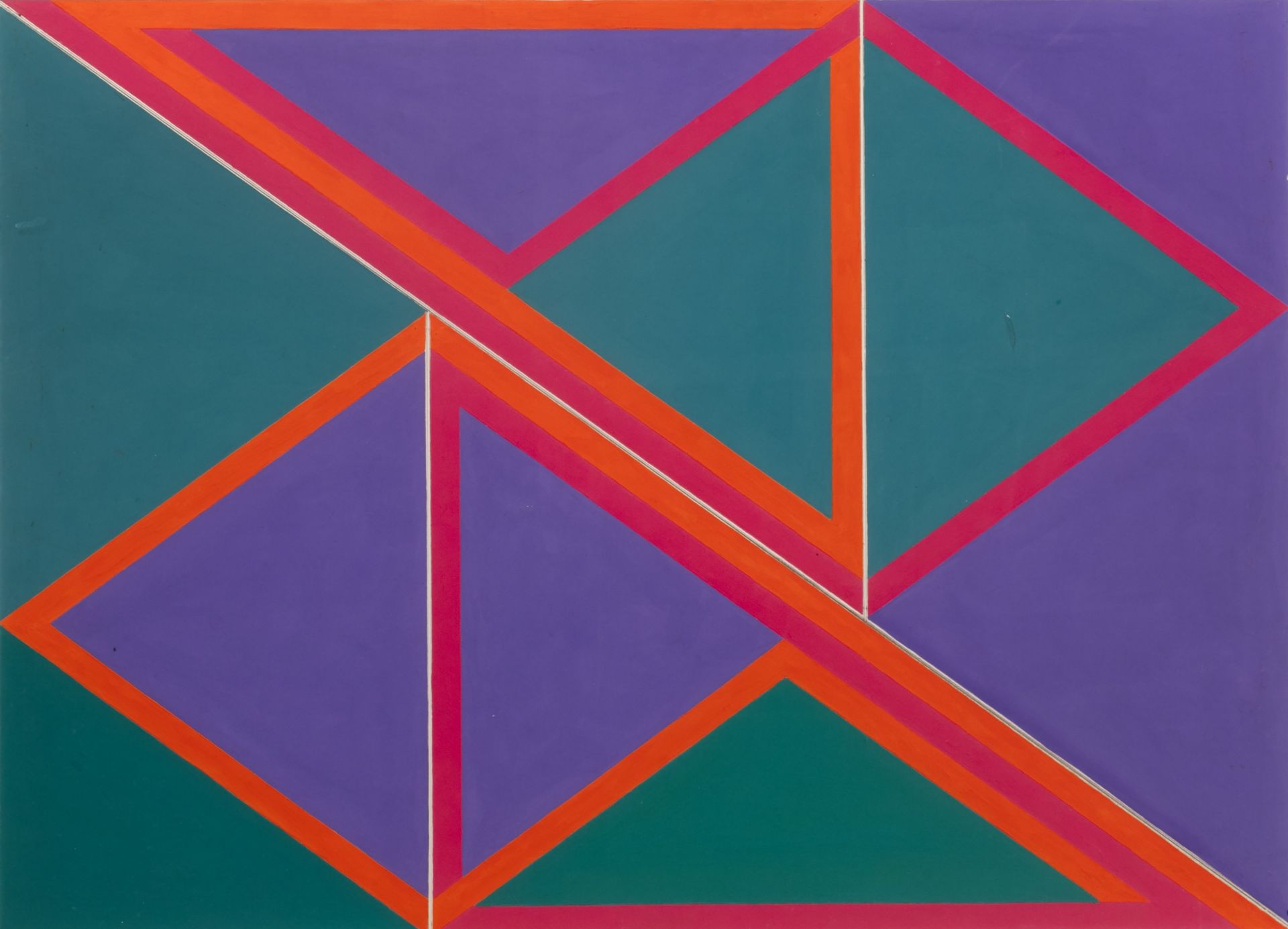 David Leverett (1938-2020) Purple and Green Composition, circa 1968 gouache 51 x 71cm.