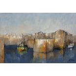 Michael Praed (b.1941) Boats in the Harbour signed (lower right) mixed media 28 x 42cm, unframed.