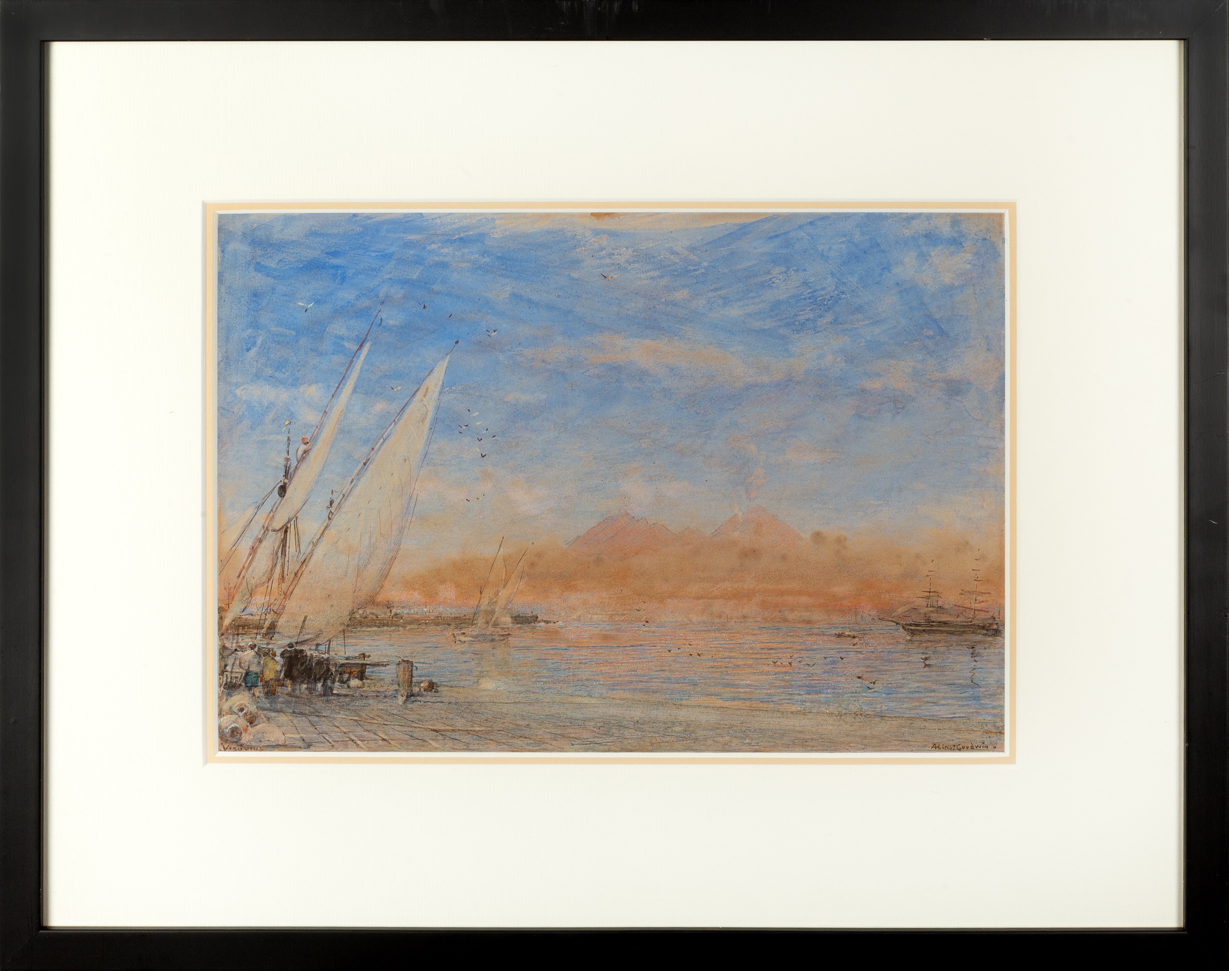 Albert Goodwin (1845-1932) Vesuvius signed and titled (lower) watercolour 25.5 x 36cm. - Image 2 of 3