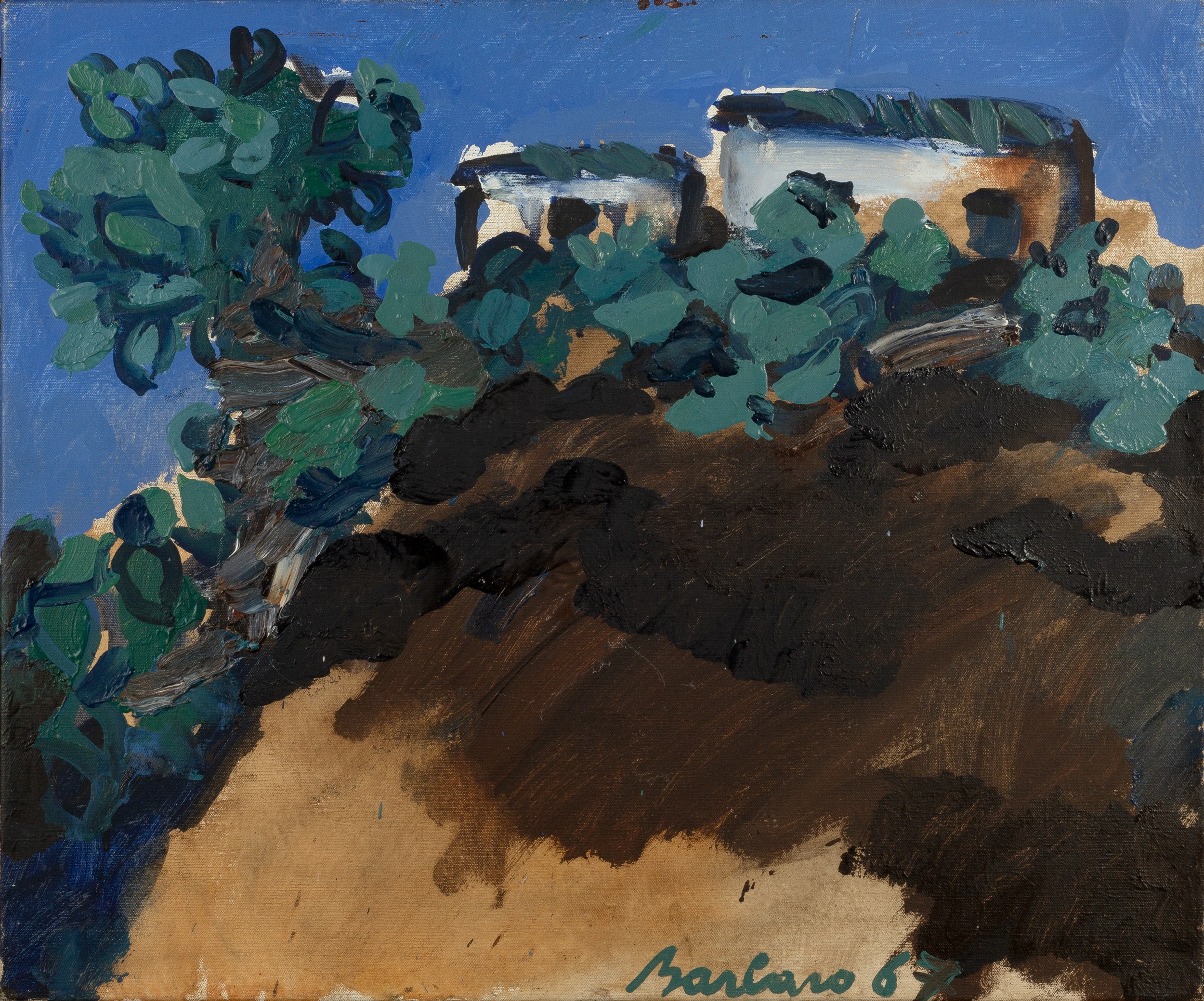 Saverio Barbaro (1924-2020) Fig Trees and White Houses, 1967; and Mud Houses, 1967 both signed and