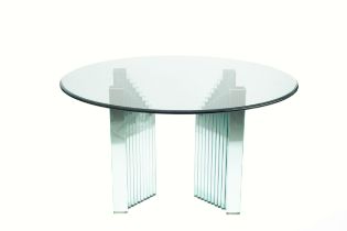 Luigi Massoni (1930–2013) Sculptural table, circa 1980 glass on stepped glass supports 74cm high,