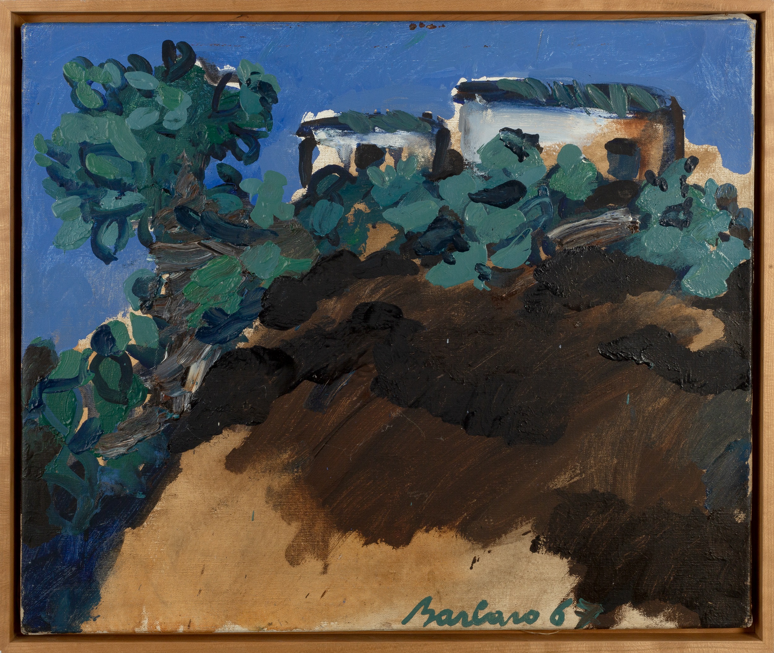 Saverio Barbaro (1924-2020) Fig Trees and White Houses, 1967; and Mud Houses, 1967 both signed and - Image 3 of 6