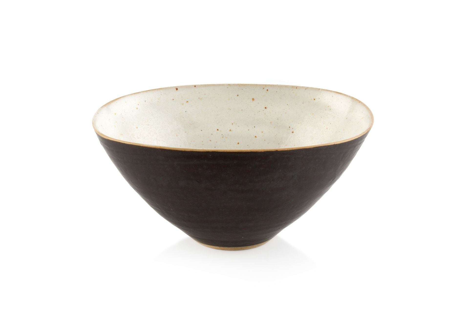 Lucie Rie (1902-1995) Squared bowl manganese glaze impressed potter's seal 7.6cm high, 15.8cm wide.