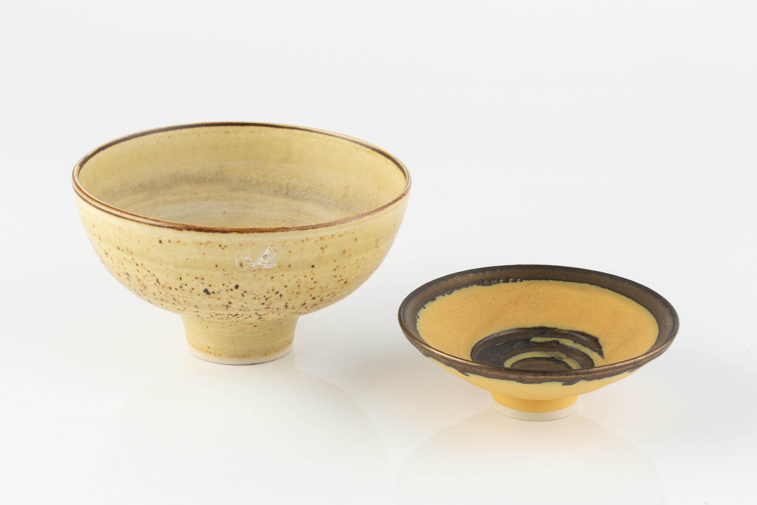 Manner of Lucie Rie (1902-1995) Two bowls one with impressed potter's seal 12cm and 10cm diameter ( - Image 2 of 3