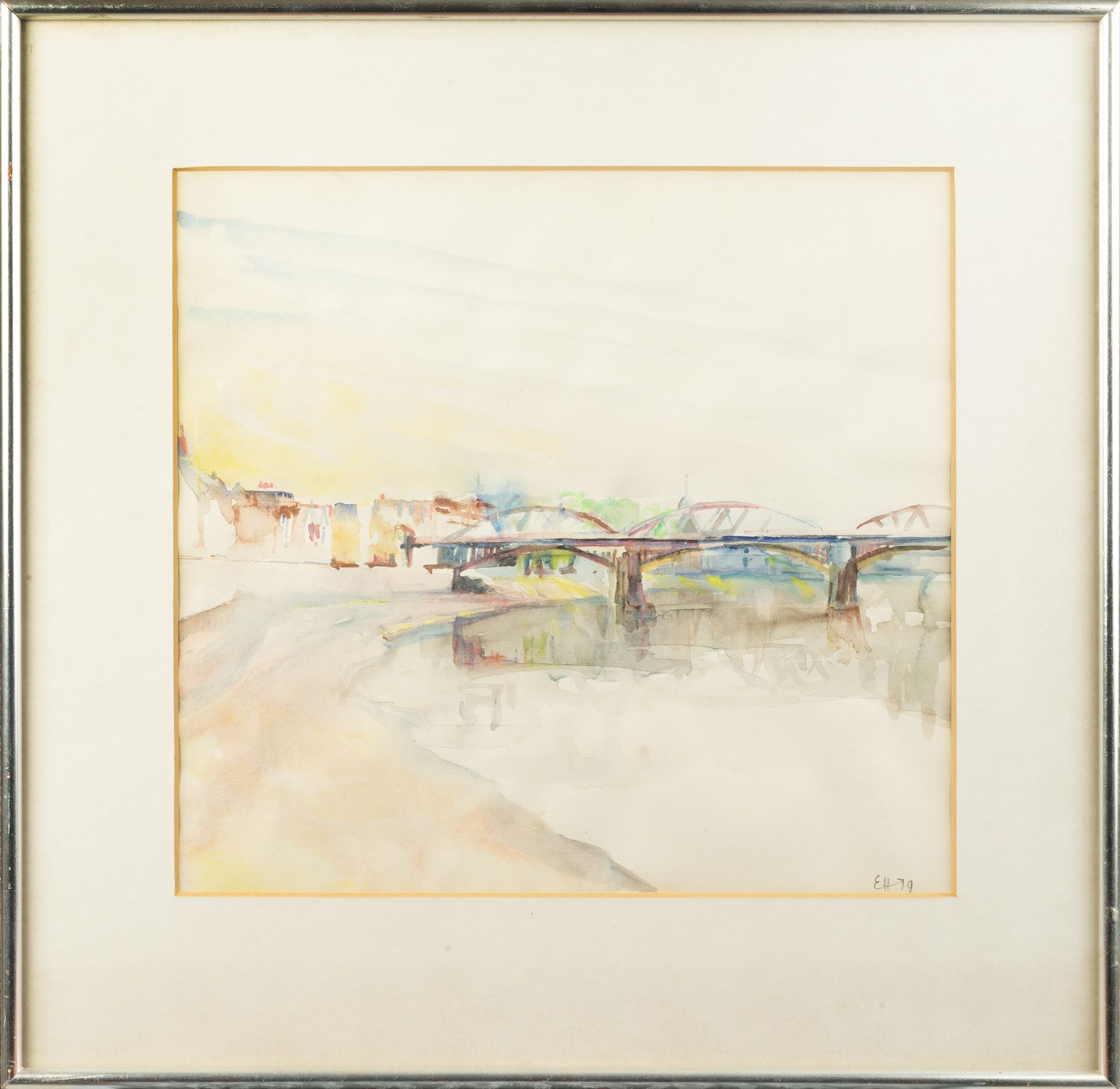 Ewen Henderson (1934-2000) Barnes, View of Bridge, 1979 signed with initials and dated (lower right) - Image 2 of 3
