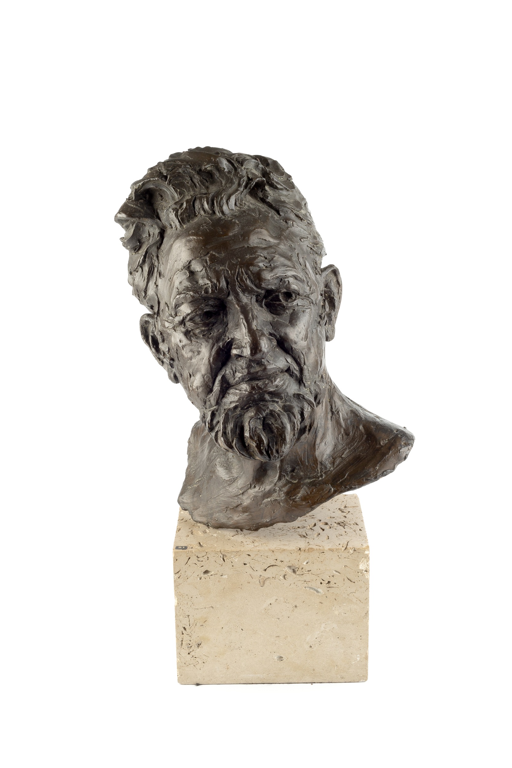 Ian Walters (1930-2006) Portrait of Ivan Geffen bronze on a rectangular plinth 56cm high.