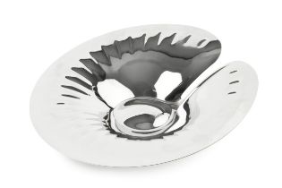 Georg Jensen, Denmark Fruit bowl silver plate, modelled in the form of a lily pad impressed marks