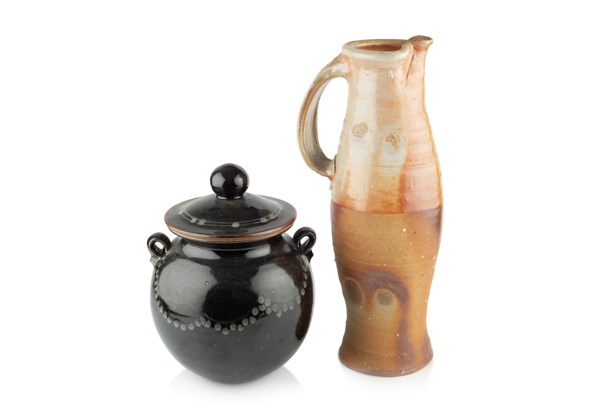 Nic Collins (b.1958) Large pitcher stoneware, wood-fired signed 45cm high; and a pot and cover by - Bild 3 aus 3