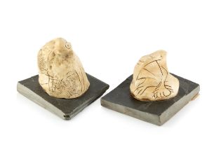 Julian Dyson (19236-2003) Two abstracted forms stoneware on slate bases 16cm and 11cm high (2).