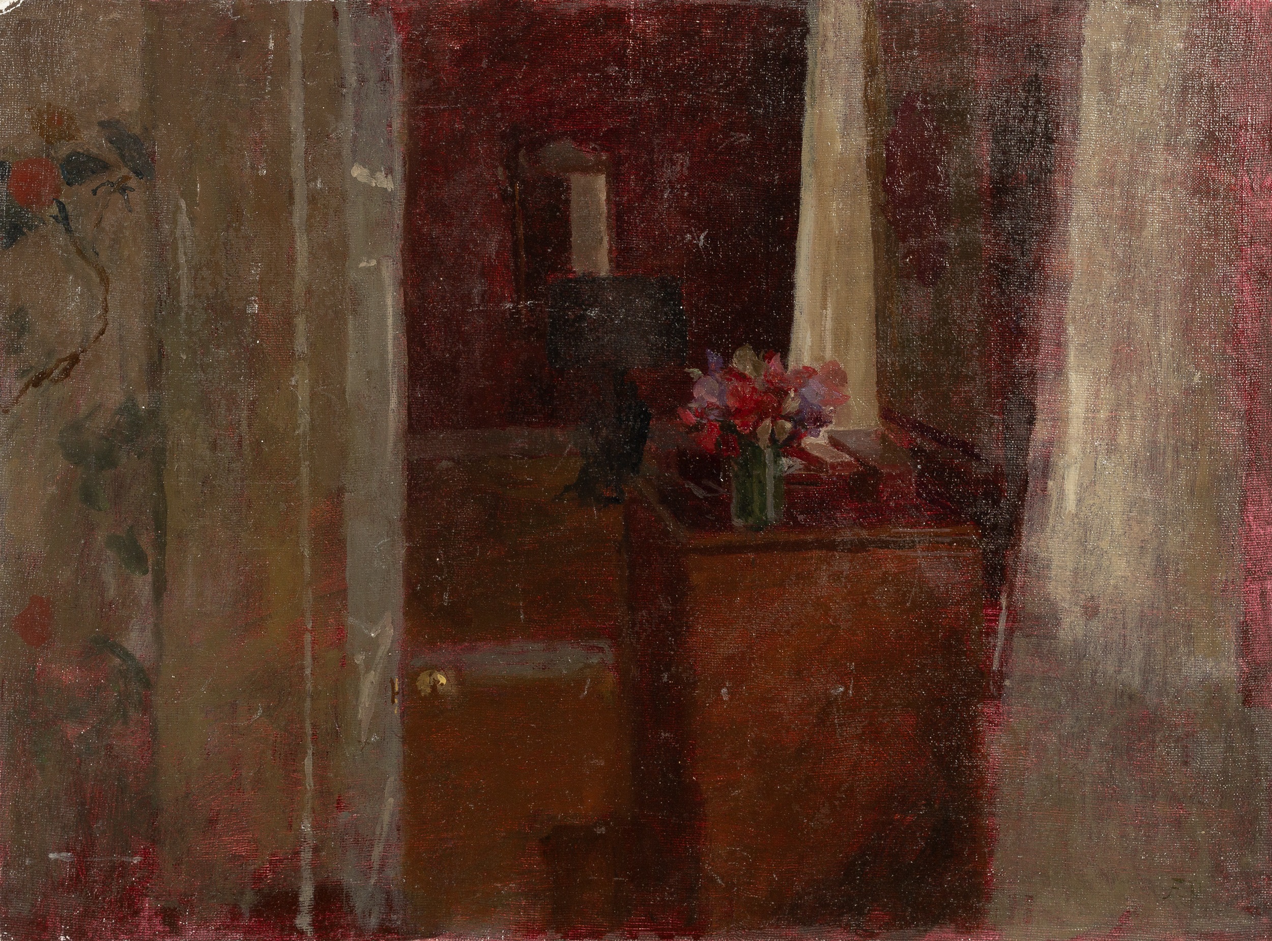 Fred Dubery (1926-2011) Flowers on a Sideboard signed with initials (lower right) oil on board 31