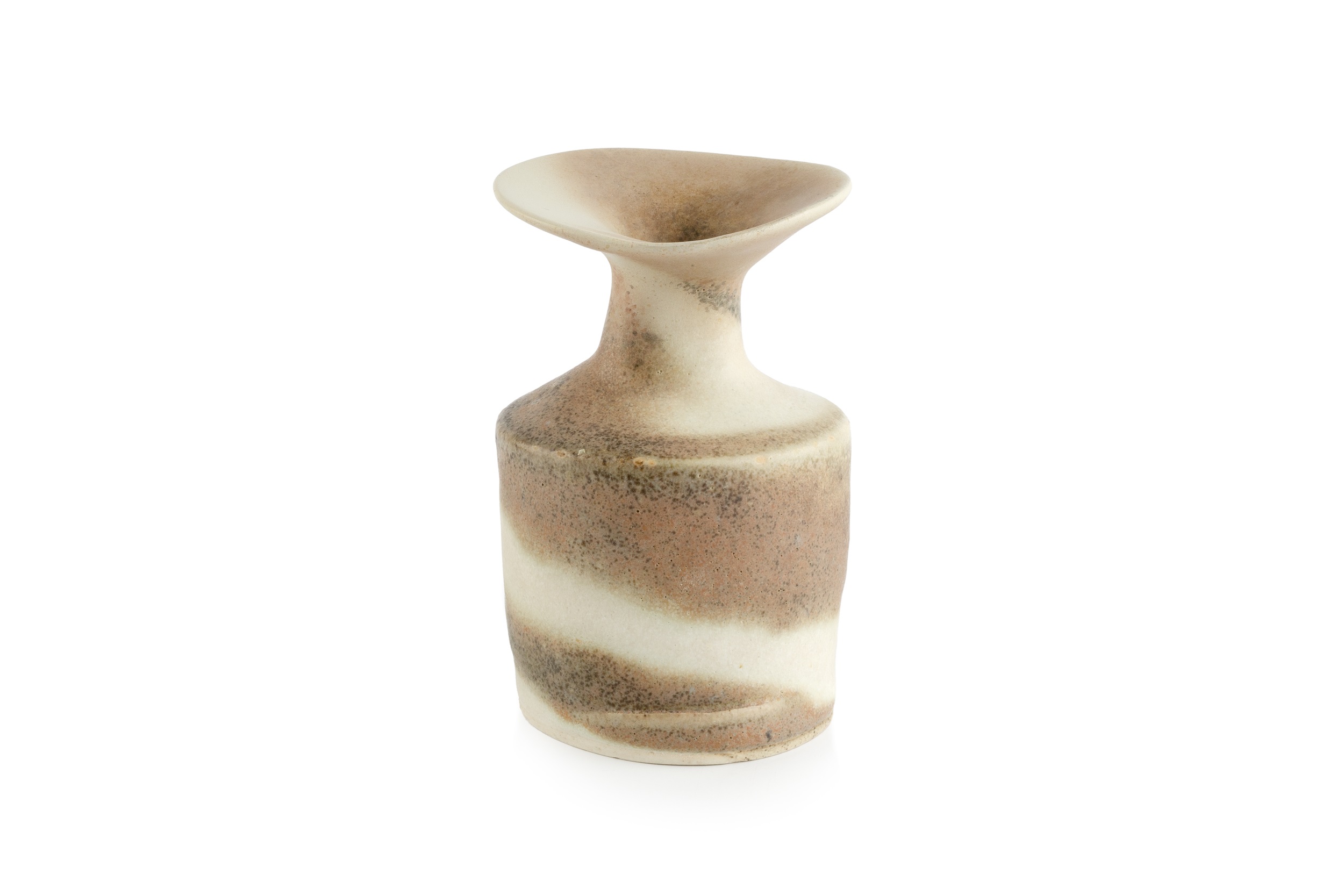 Lucie Rie (1902-1995) Vase swirled pale glazes impressed potter's seal 12.2cm high.