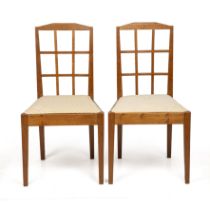 Hugh Birkett (1919-2002) Pair of chairs, 1952 oak, with drop-in fabric seats signed and dated 87cm