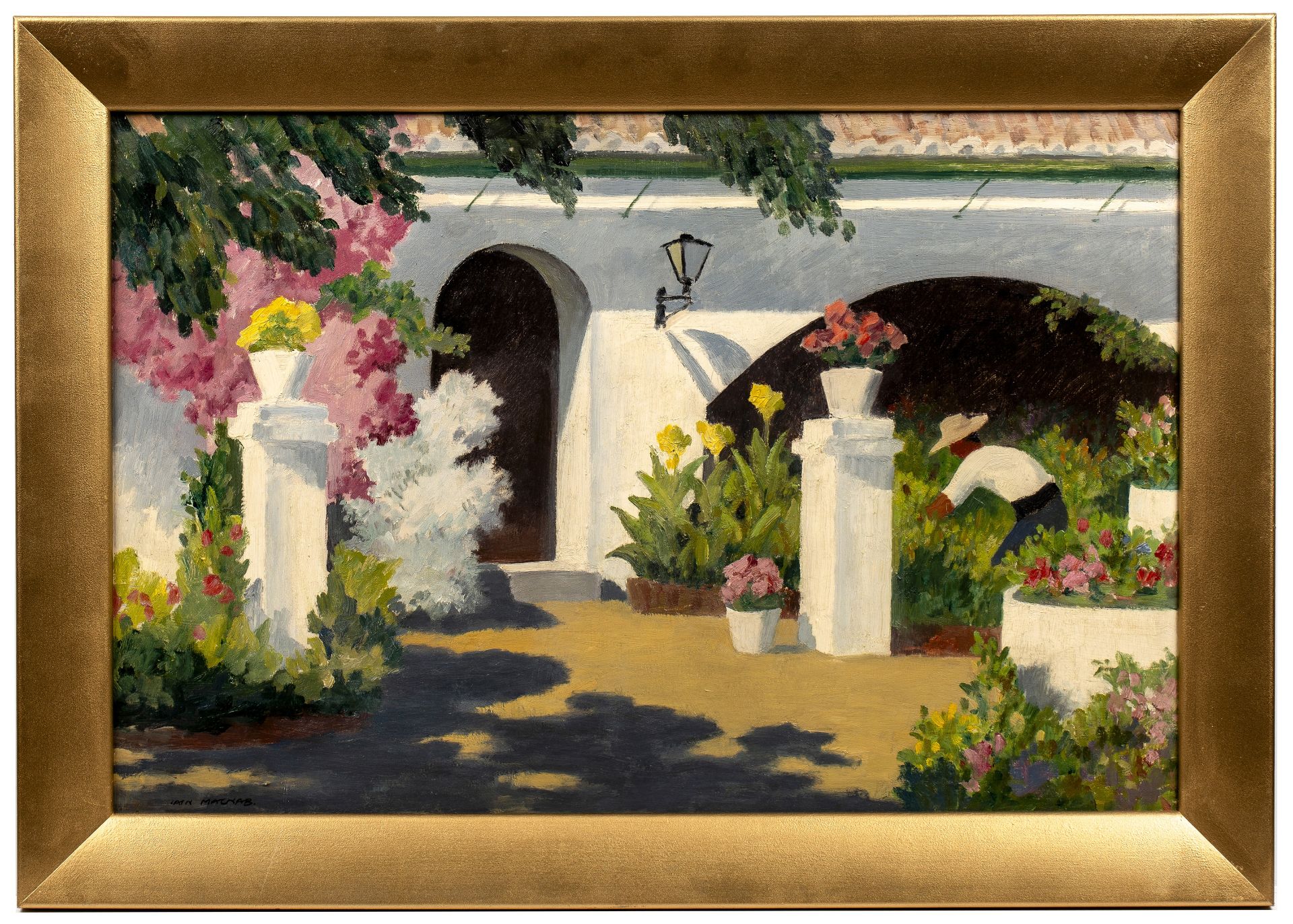 Iain Macnab (1890-1967) A Mallorcan Garden signed (lower left) oil on board 50 x 75cm. - Image 3 of 3