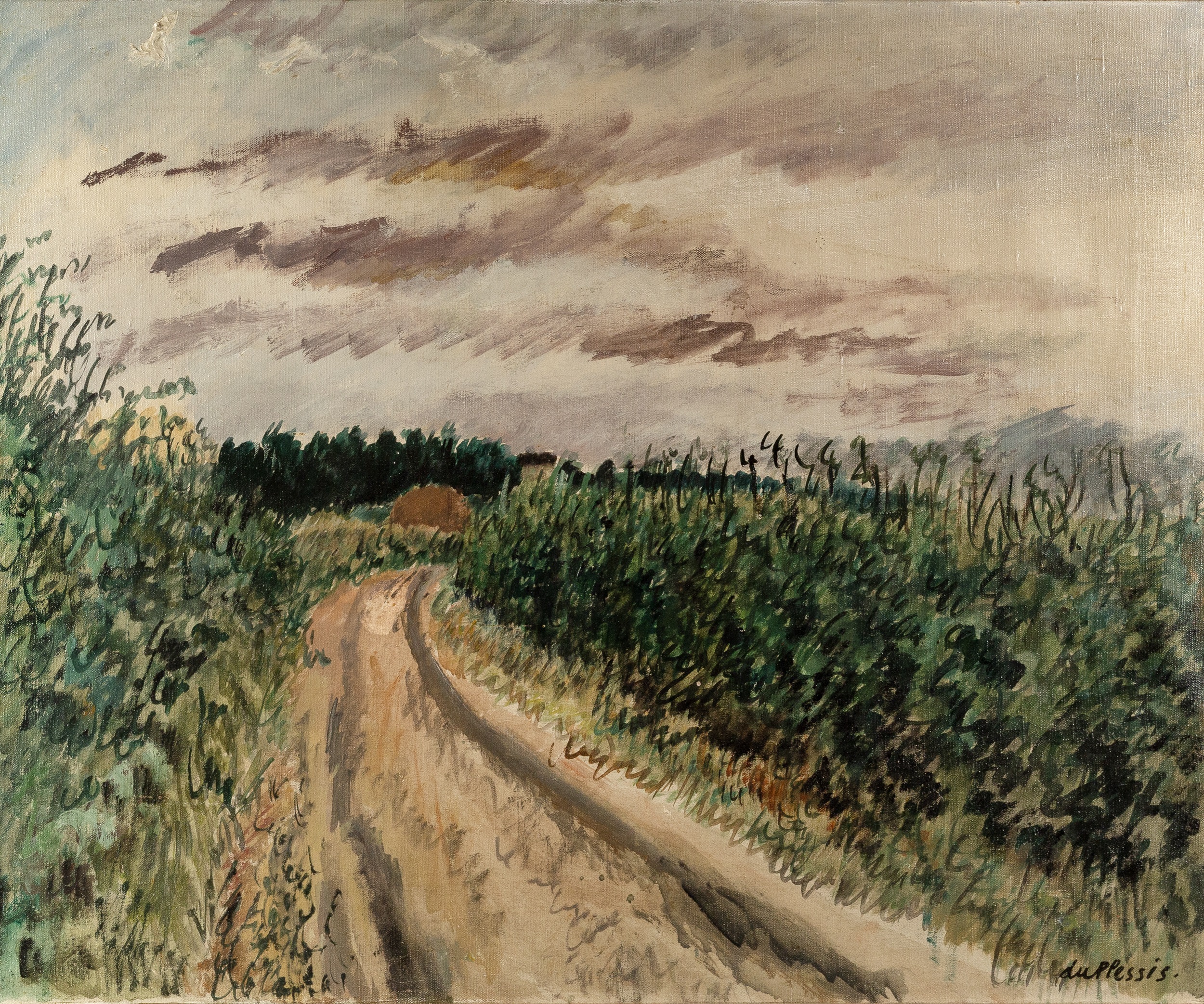 Enslin Hercules du Plessis (1894-1978) A Country Road signed (lower right) oil on canvas 50 x 59cm.