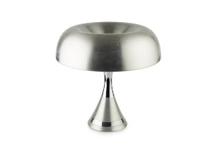 Manner of Harvey Guzzini Desk lamp, circa 1960 stainless steel, mushroom form 40cm high.