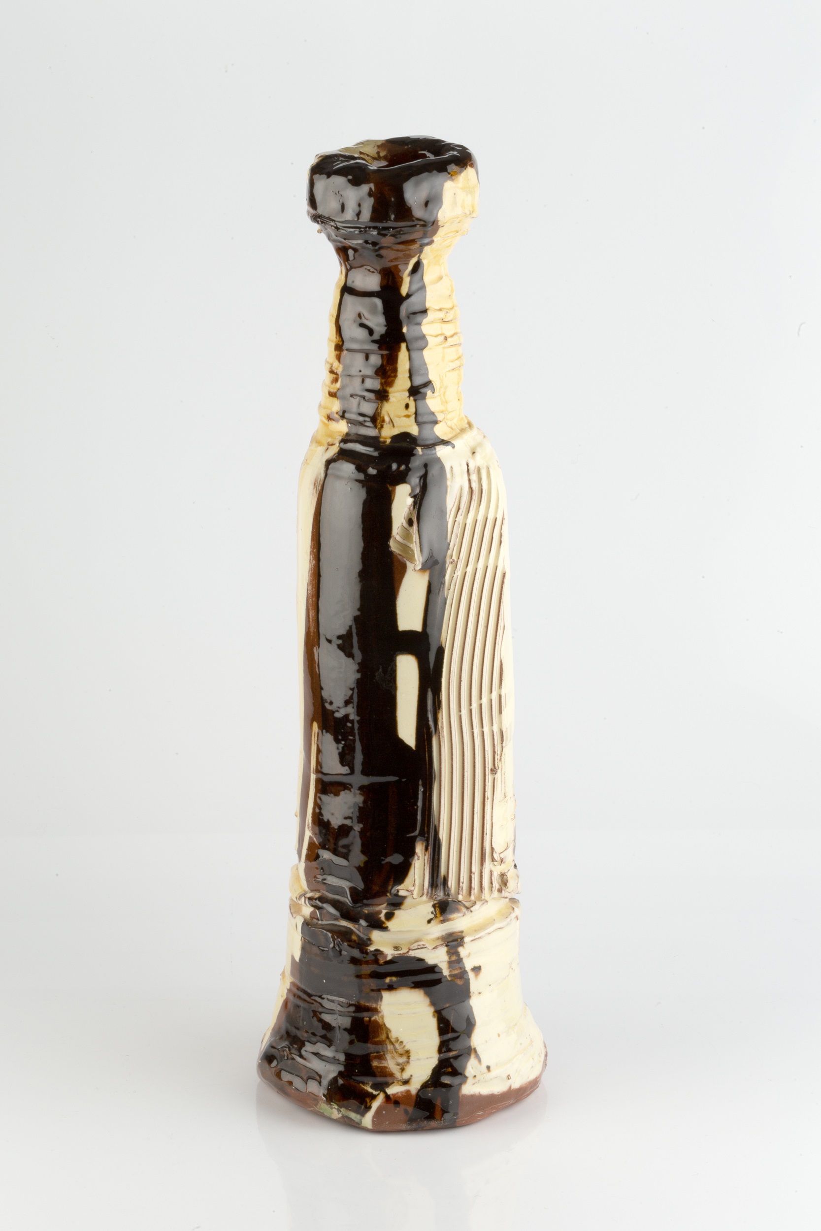 Dylan Bowen (b.1967) Tall vase slipware with combed decoration signed 52cm high. - Image 2 of 3