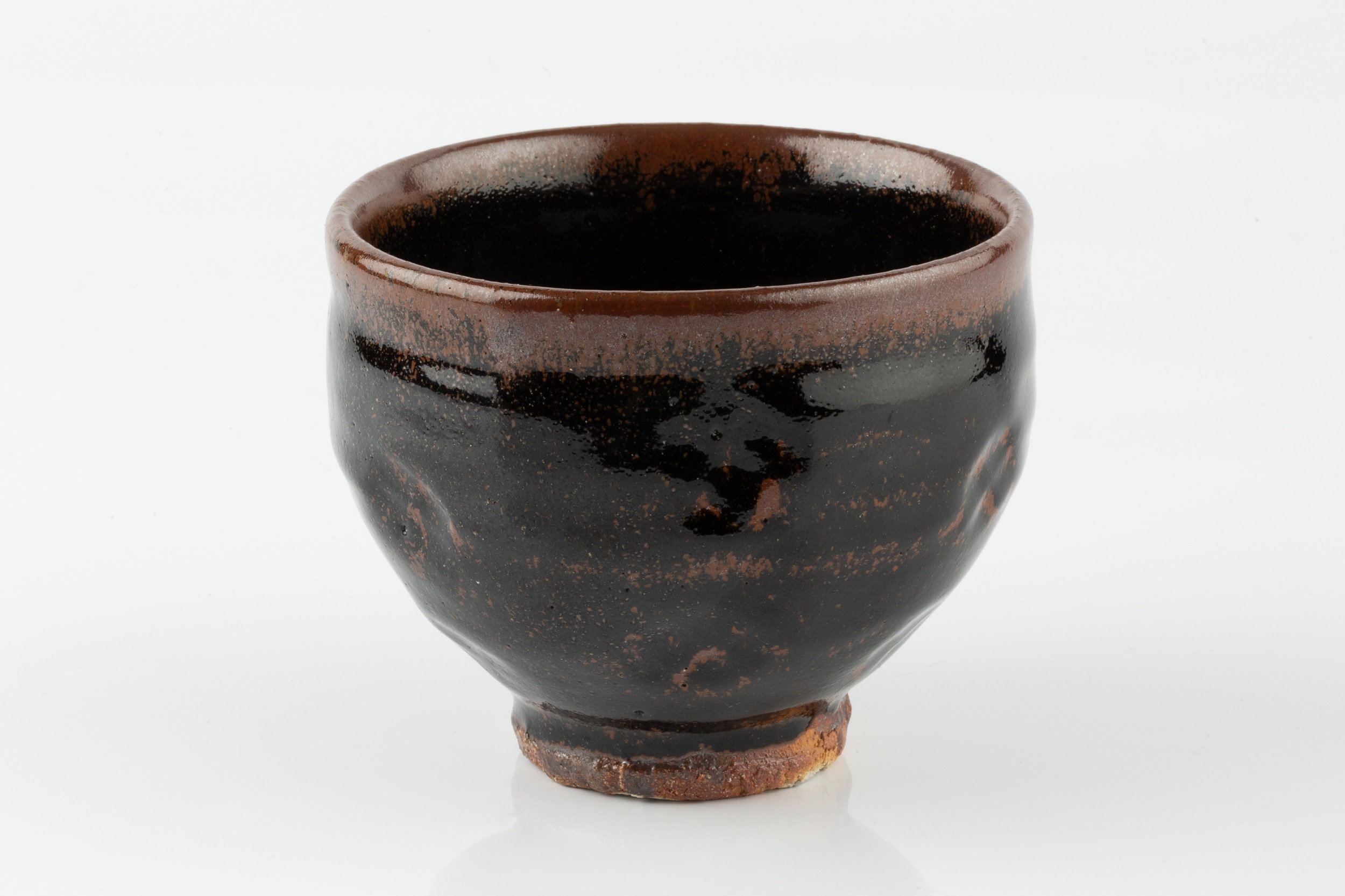 Jim Malone (b.1946) at Ainstable Pottery Footed bowl tenmoku with impressed motifs impressed - Image 2 of 4