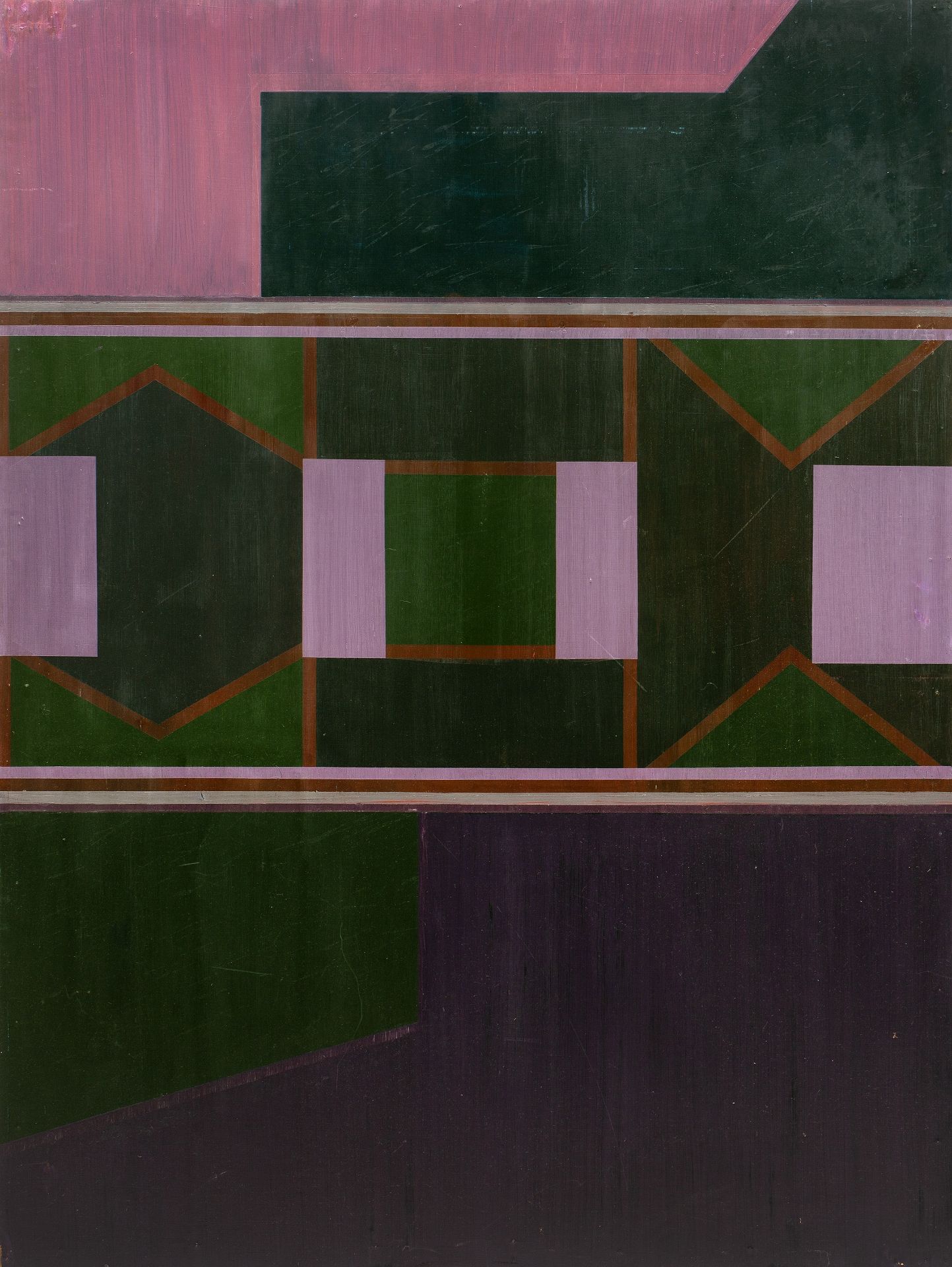 Theodore Mendez (1934-1997) Purple Composition, December 1963 dated (to reverse) oil on board 92 x
