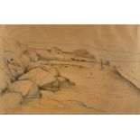 Etienne Bouchaud (1898-1989) Beach Scene signed (lower left) pencil and coloured chalk 32 x 50cm.