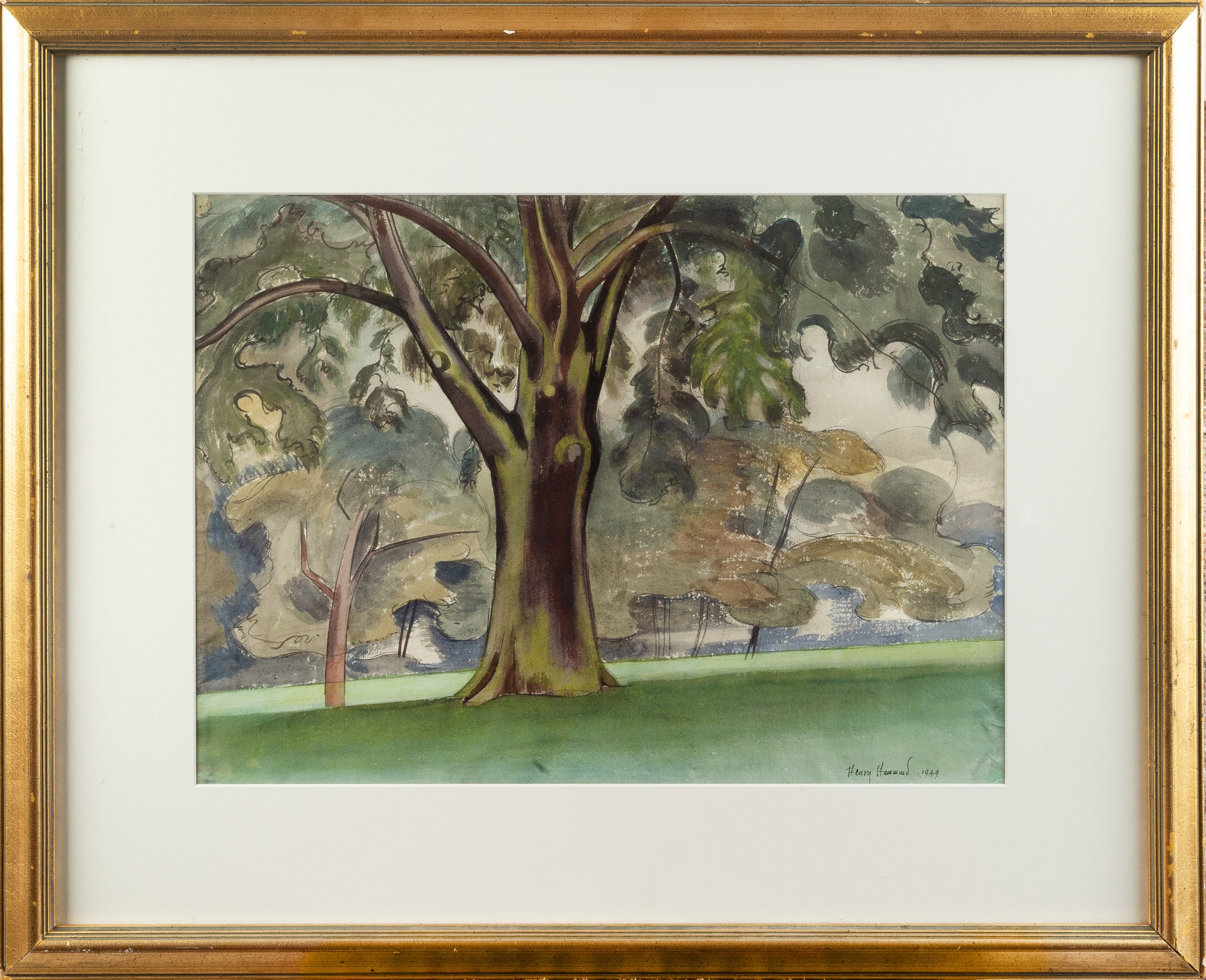 Henry Hammond (1914-1989) An Oak Tree, 1949 signed and dated (lower right) watercolour 36 x 49cm. - Image 2 of 3
