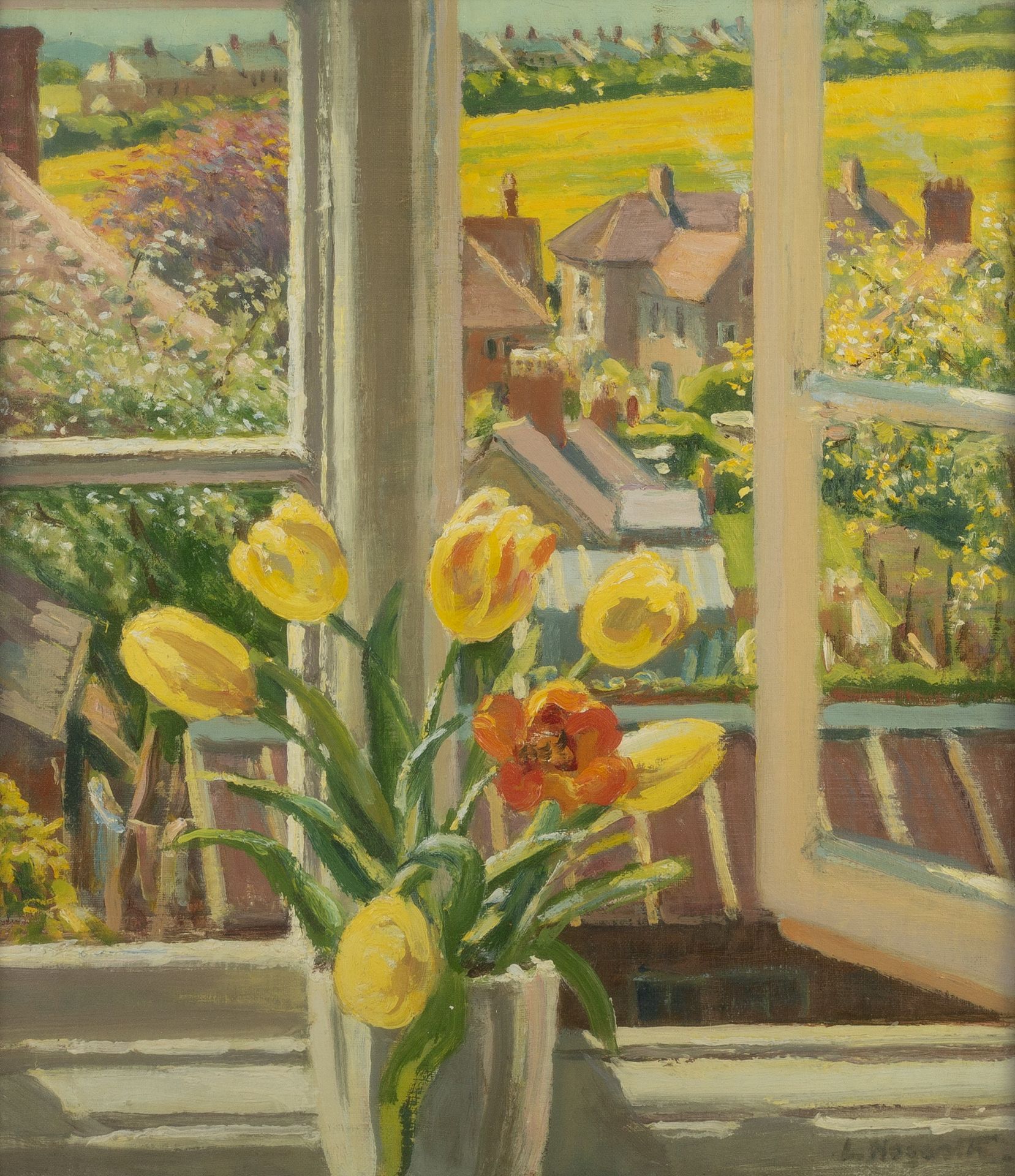 Lizzie Hogarth (1878-1971) Buttercup Field, 1946 signed (lower right), inscribed with the title,