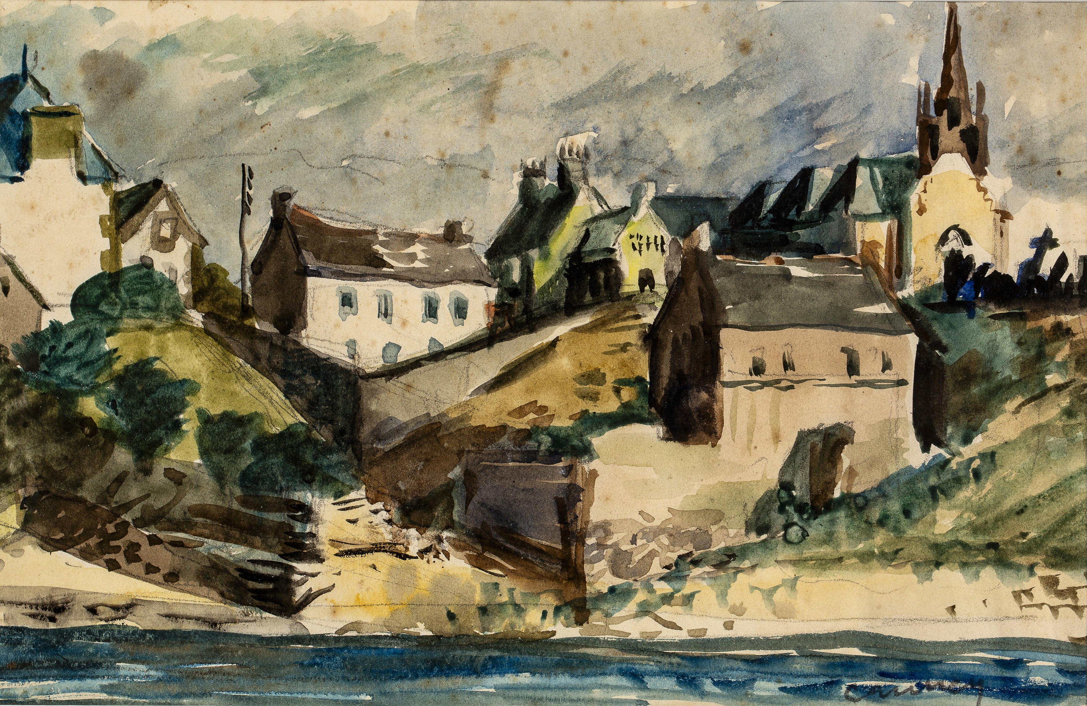 Michael Canney (1923-1999) Cornish Village signed in pencil (lower right) watercolour 16 x 25cm.