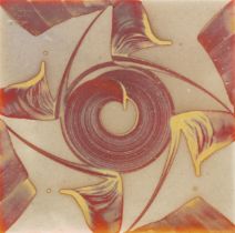 Attributed to Alan Caiger-Smith (1930-2020) at Aldermaston Pottery Tile decorated in ruby and gold