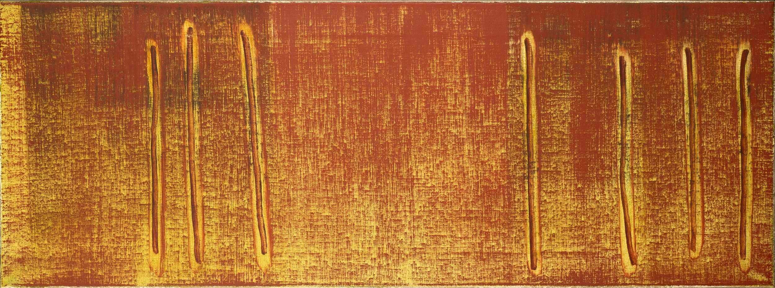 Estelle Thompson (b.1960) Red Rain, 1990 signed and dated (to reverse) oil on canvas 32 x 86cm;