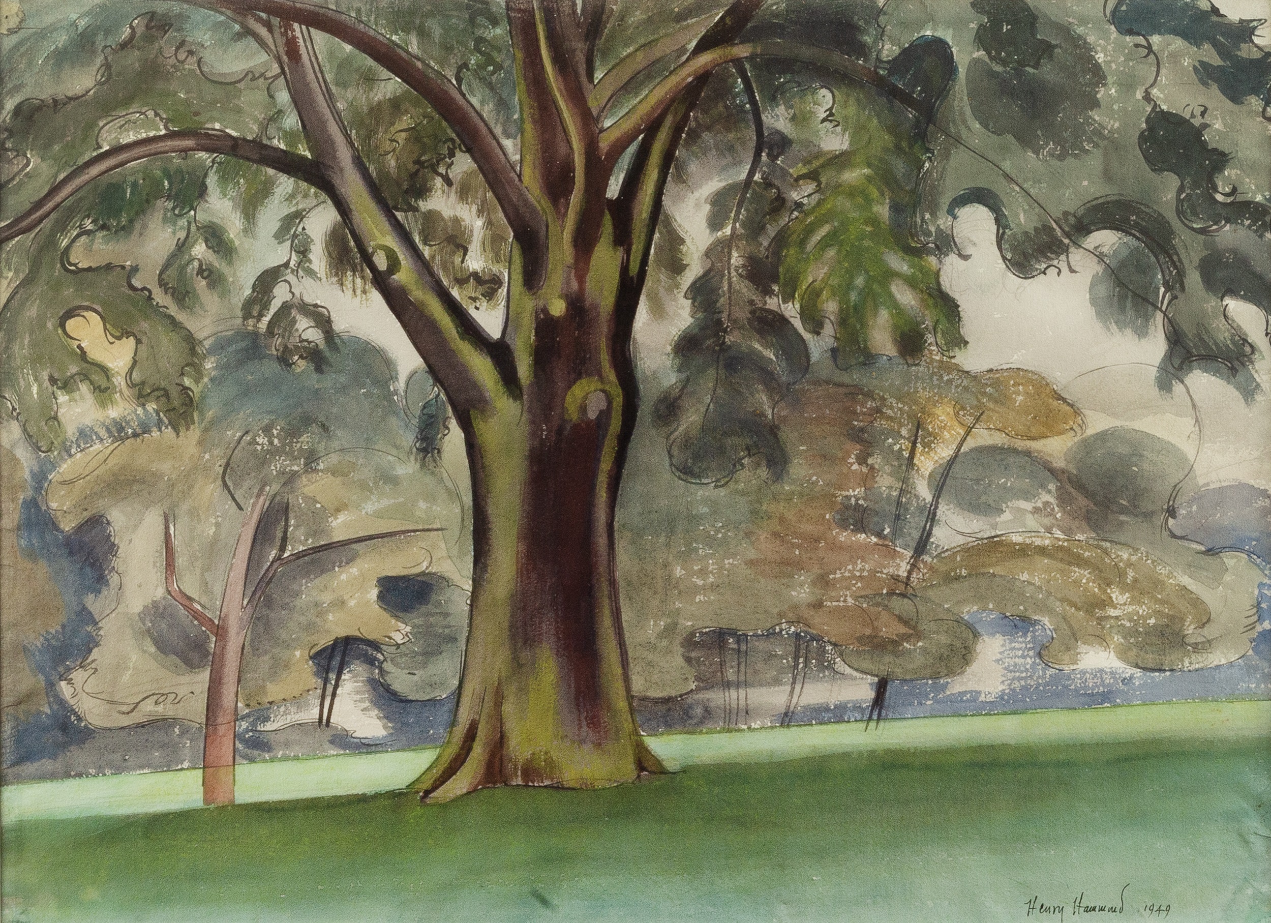 Henry Hammond (1914-1989) An Oak Tree, 1949 signed and dated (lower right) watercolour 36 x 49cm.