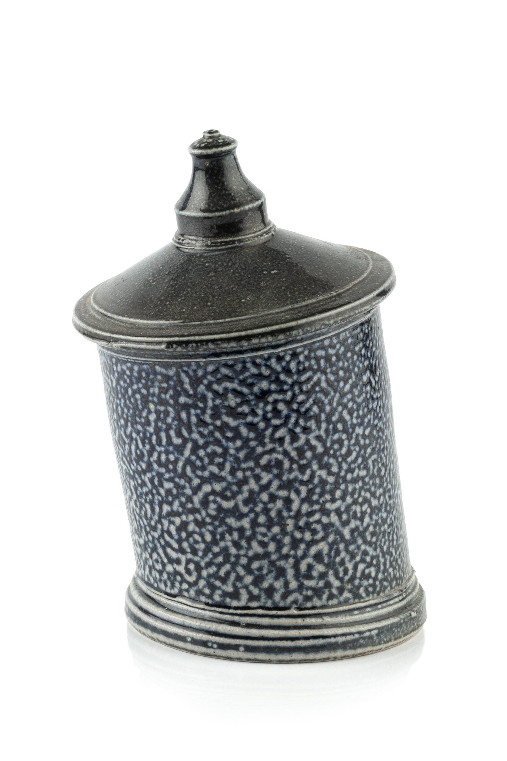 Walter Keeler (b.1942) Pot and cover salt glaze impressed potter's seal 15cm high.