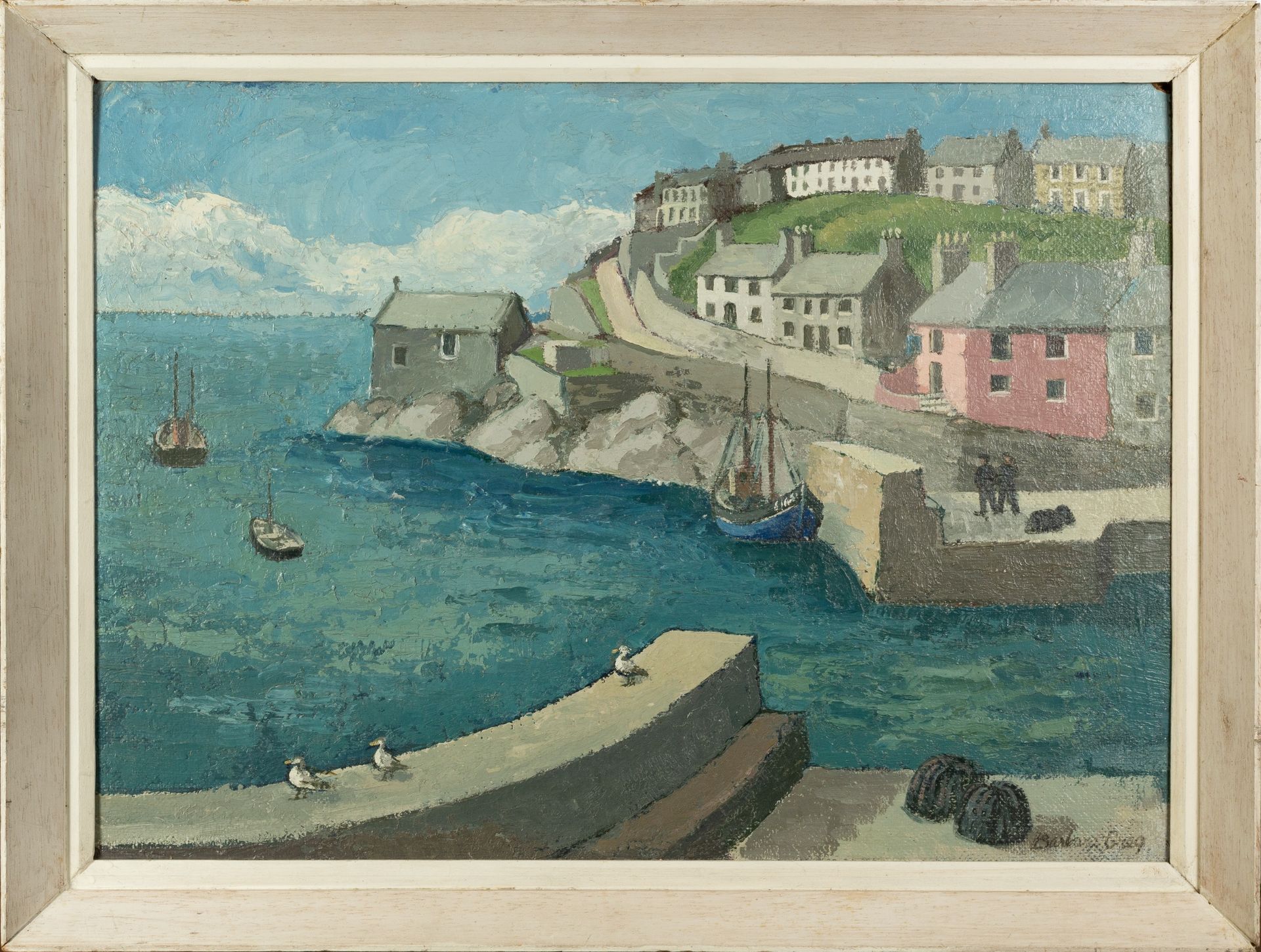 Barbara Greg (1900-1983) Porthleven Harbour signed (lower right) oil on board 37 x 51cm. - Image 2 of 3