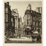 Henry Rushbury (1889-1968) Place des Victoires, Paris signed in pencil (in the margin) etching 24