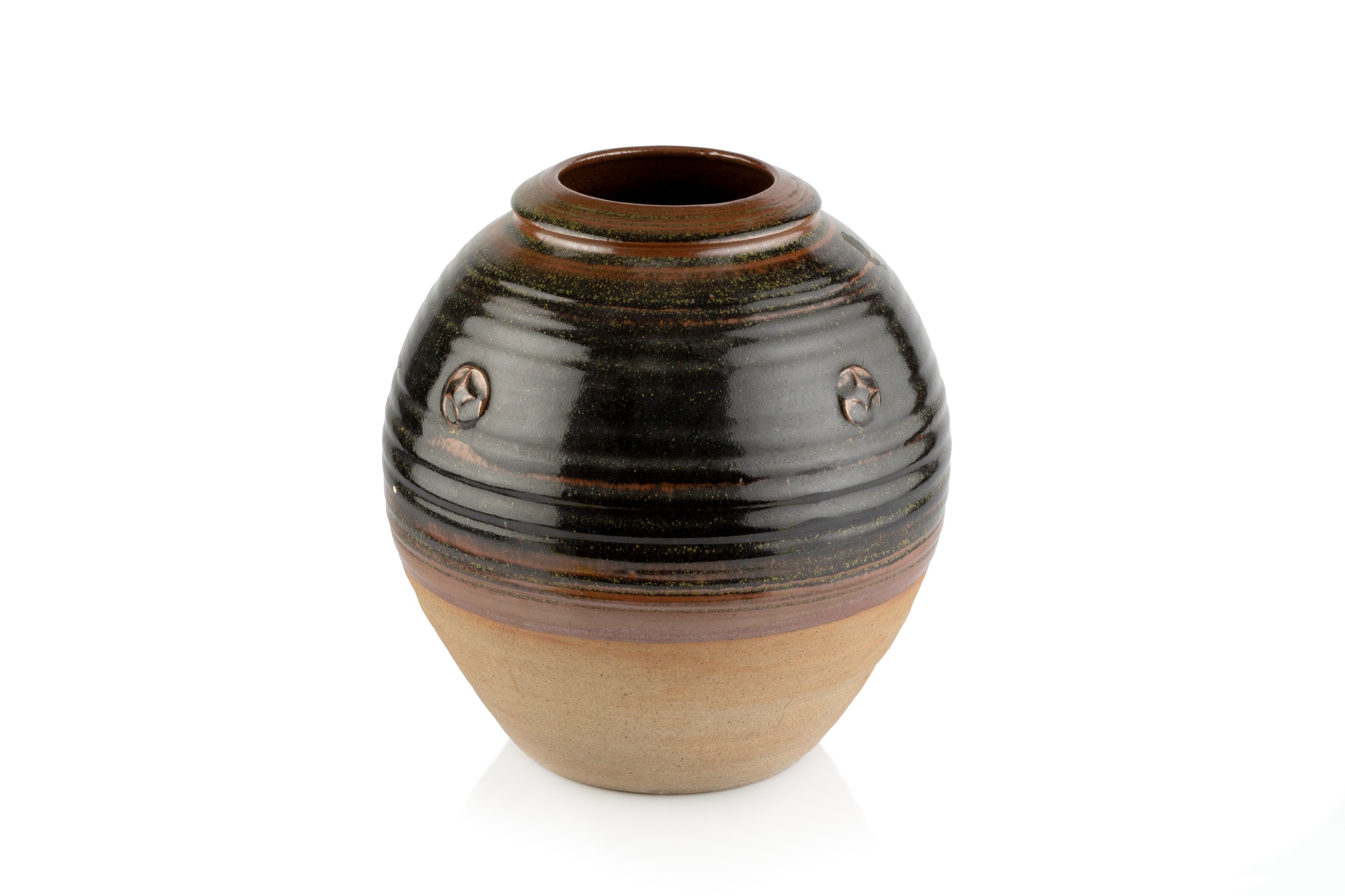 Attributed to Ray Finch (1914-2012) Large jar with partial tenmoku glaze 31 cm high; with an Eddie